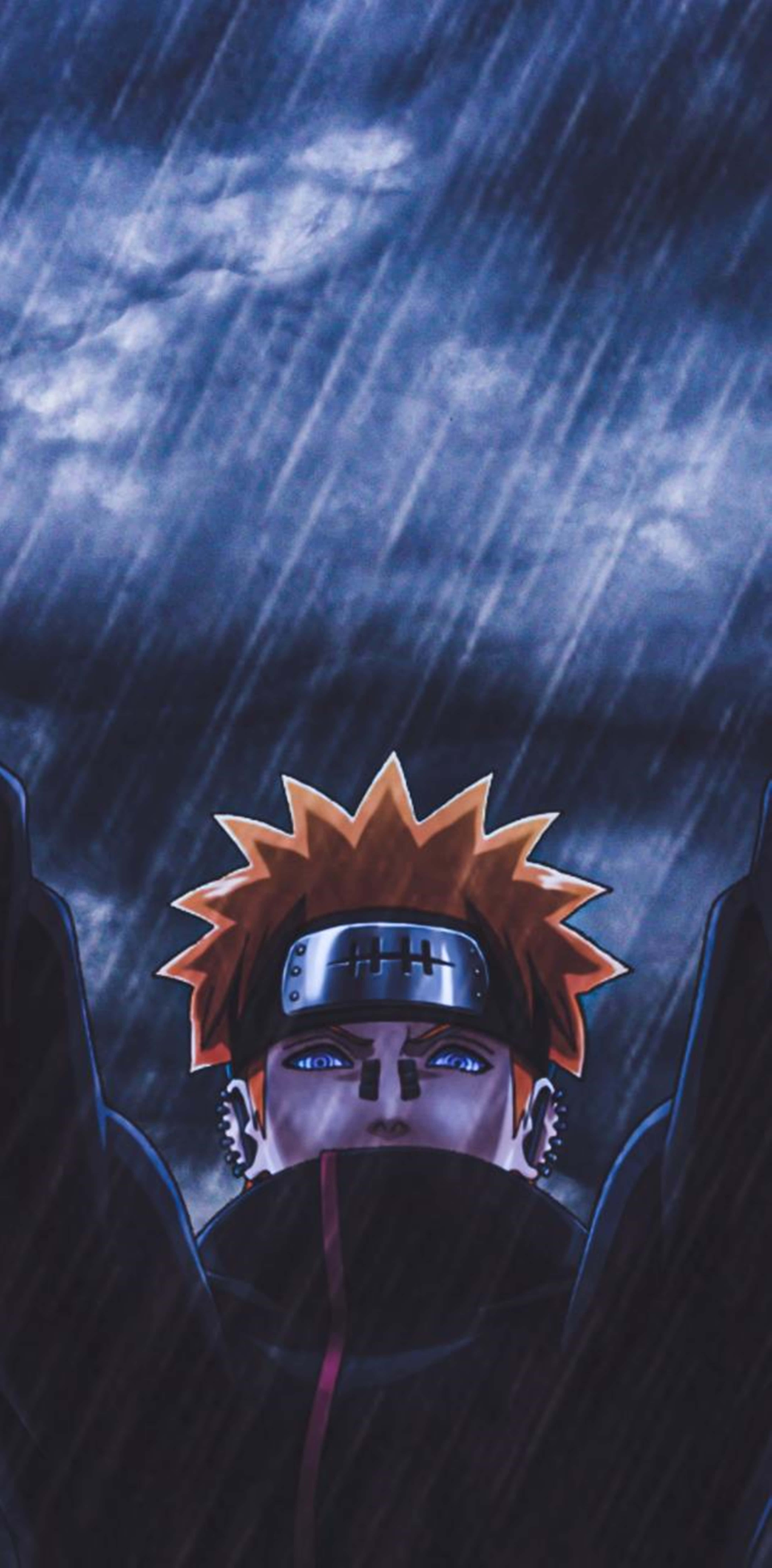 Naruto Pain 4K, spiky orange hair, blue eyes, 8K Phone Wallpaper