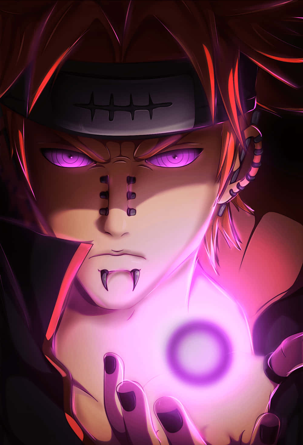 Naruto Pain, purple eyes, fangs, HD Phone Wallpaper