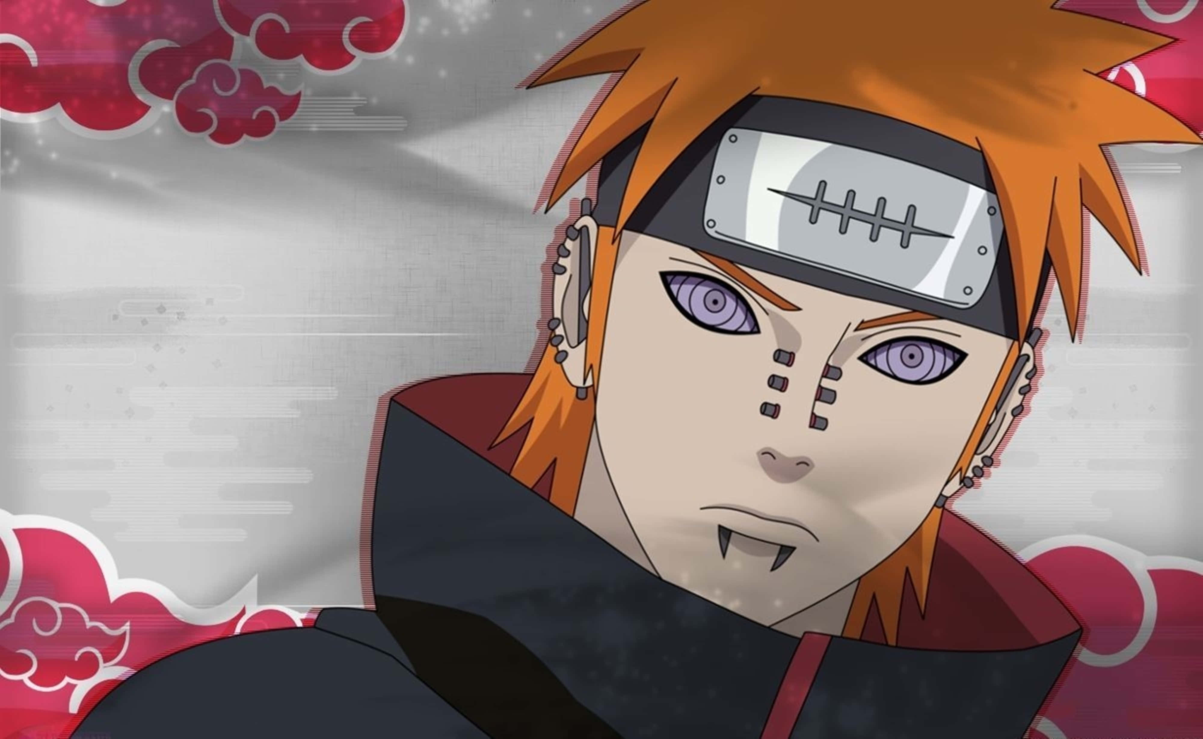 Naruto Pain, spiky orange hair, purple eyes, 4K Desktop Wallpaper