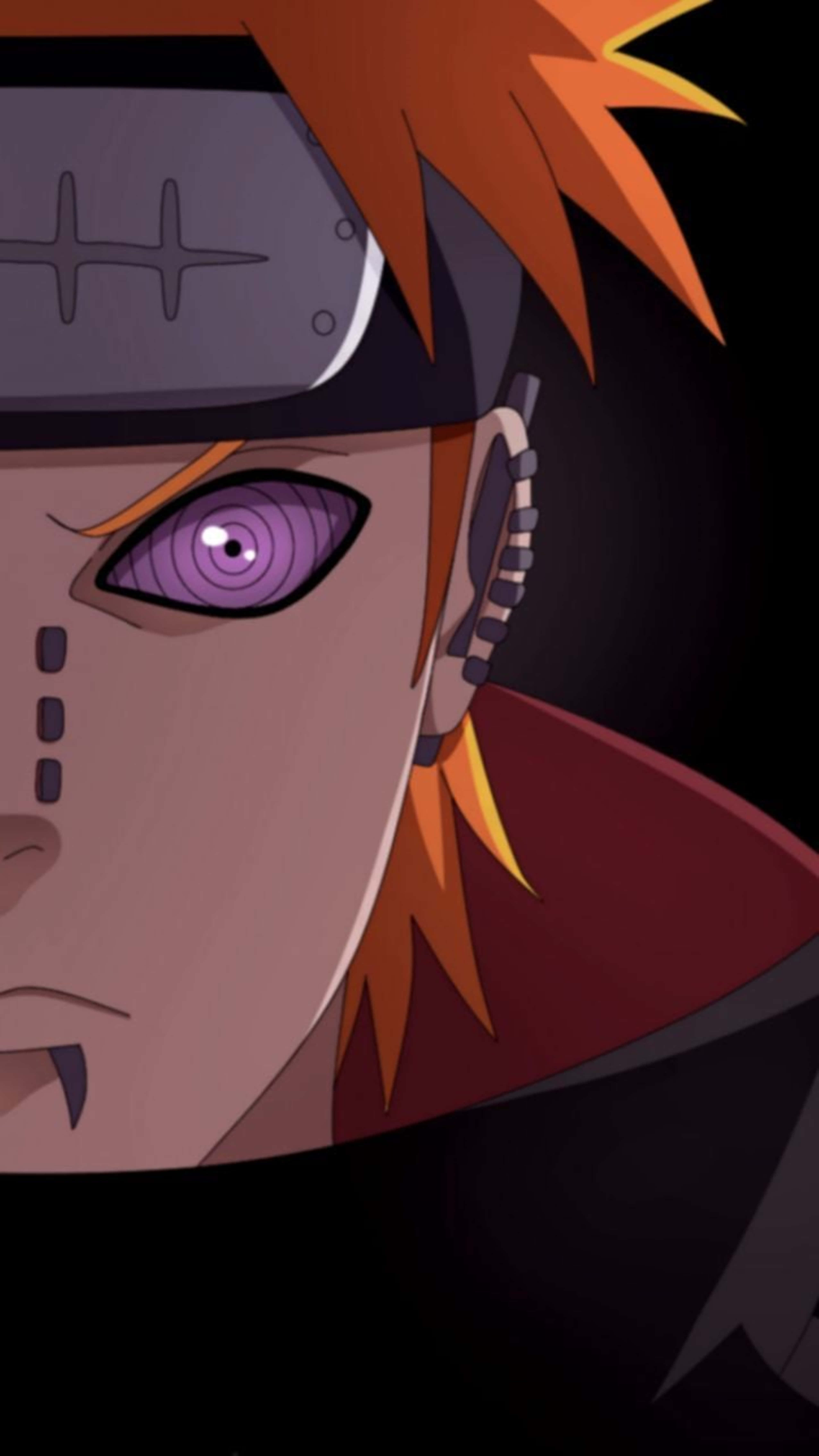 Naruto Pain, spiky orange hair, purple eye, 5K Phone Wallpaper