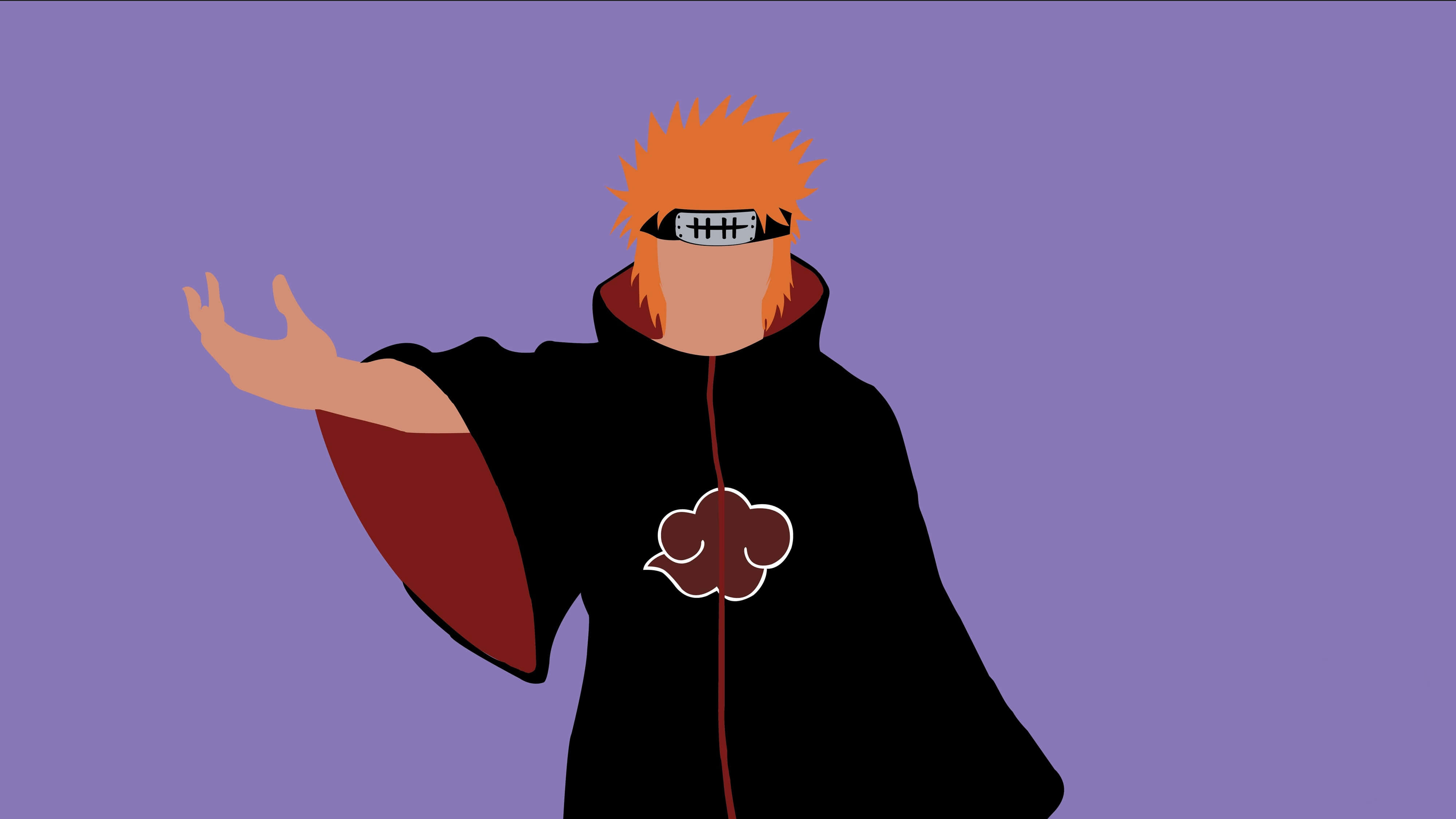 Naruto Pain, spiky orange hair, black cloak, 4K Desktop Wallpaper