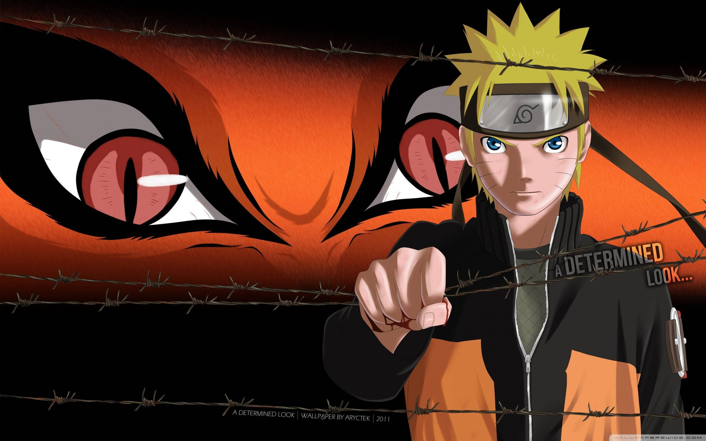 Naruto, barbed wire, fiery orange, 2K Desktop Wallpaper
