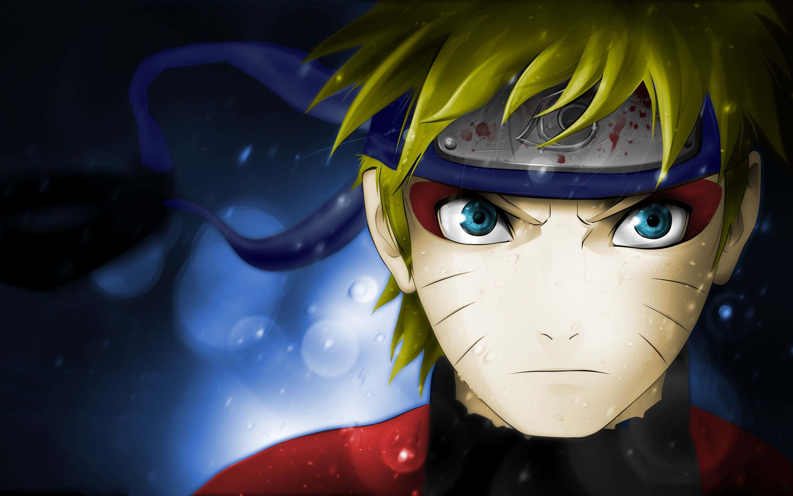 Naruto, spiky blonde hair, blue eyes, 2K Desktop Wallpaper