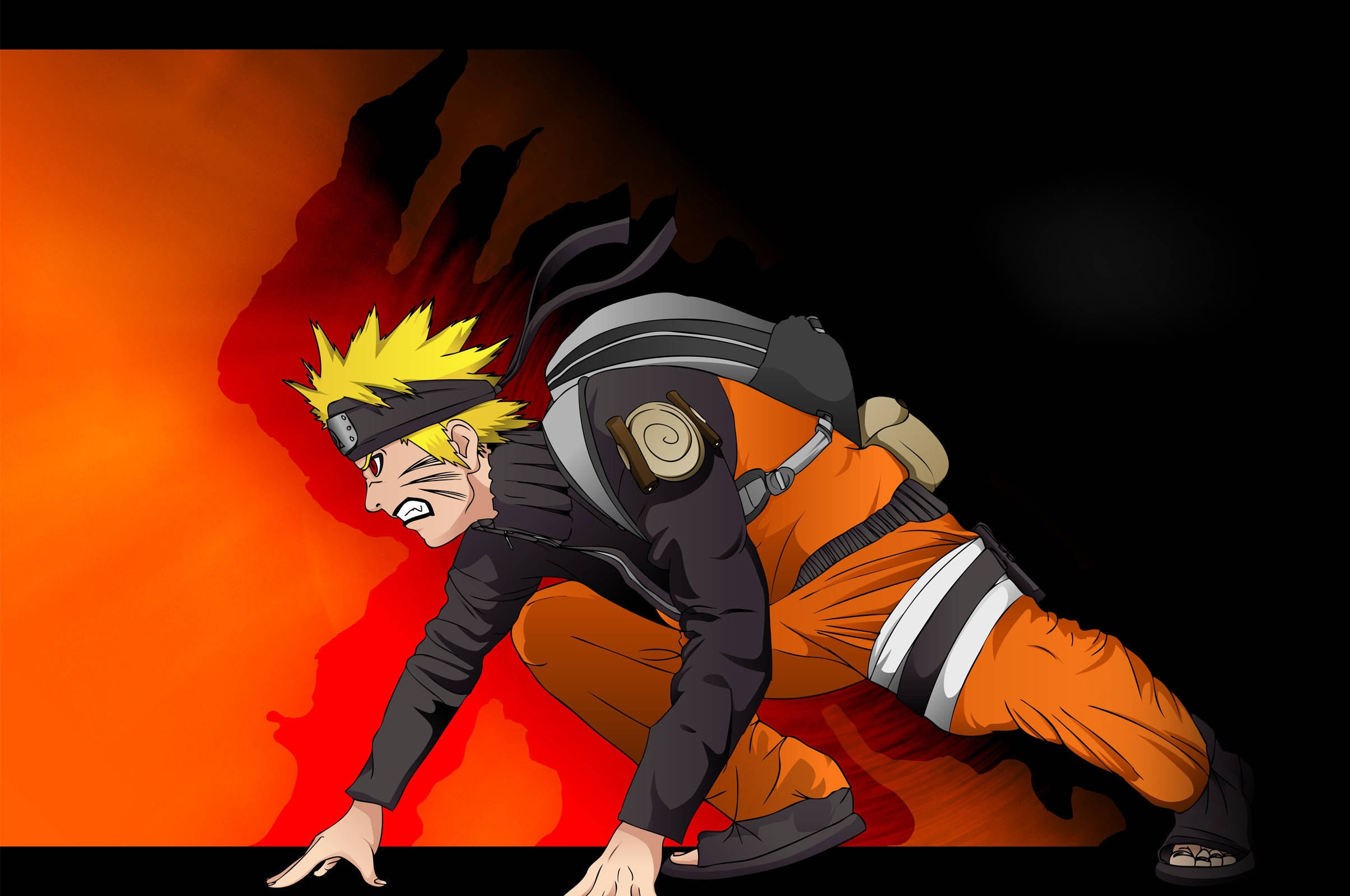 Naruto, orange jumpsuit, fiery orange and black background, Full HD Desktop Wallpaper