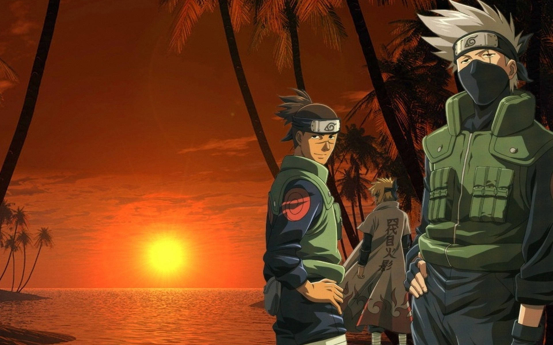 Naruto, tropical beach, sunset, Full HD Desktop Wallpaper