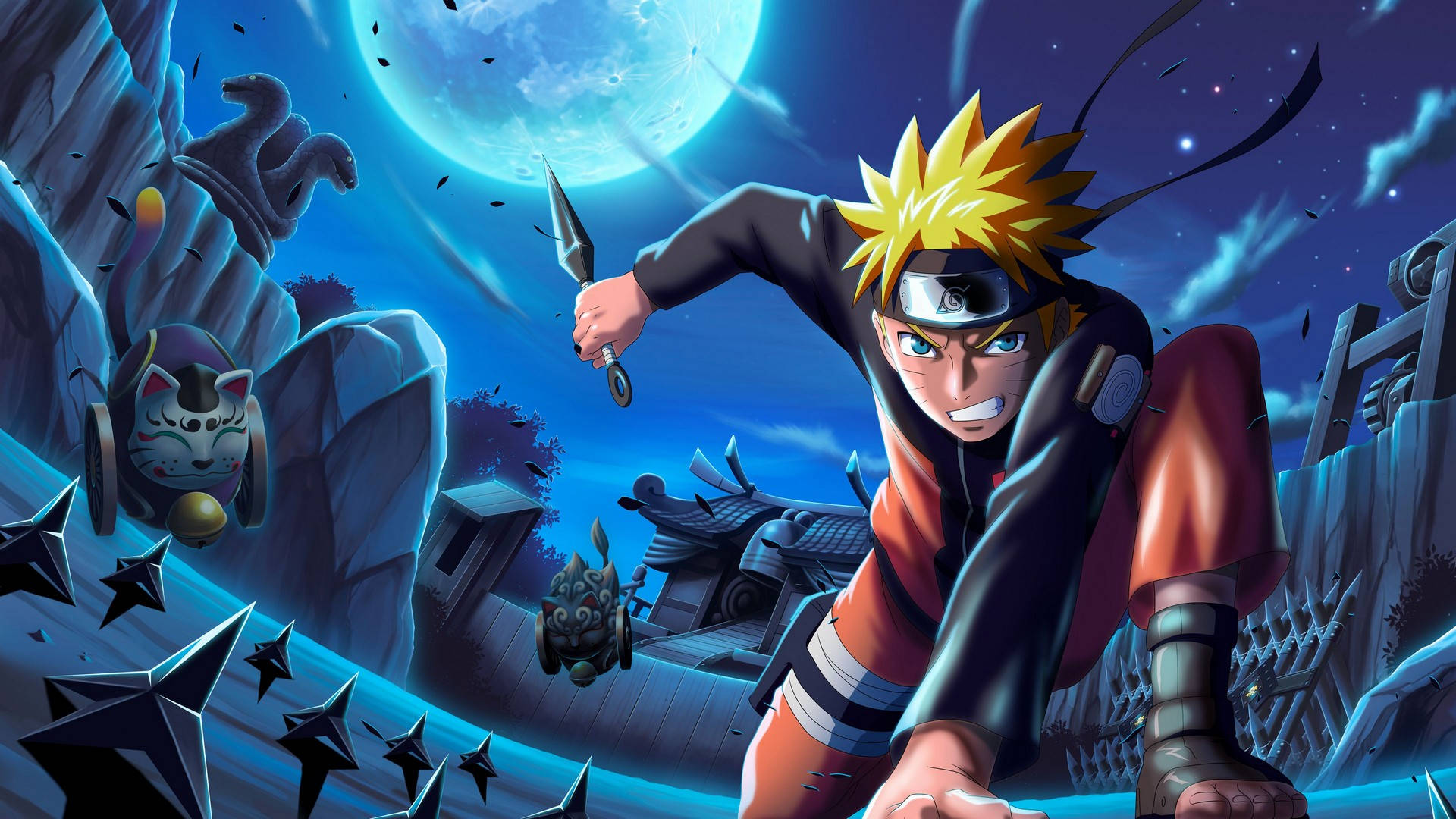 Naruto, orange jumpsuit, kunai, Full HD Desktop Wallpaper