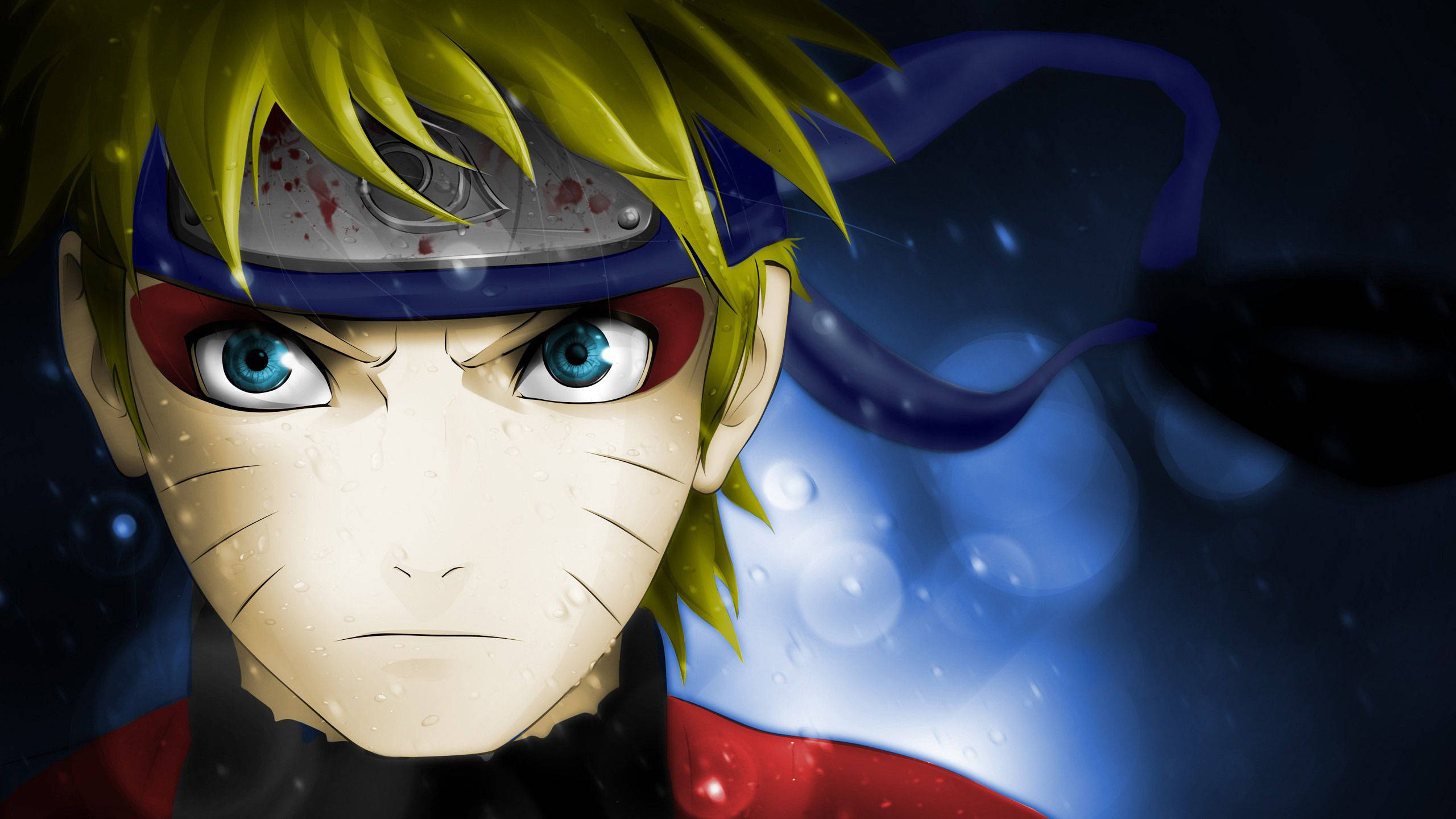Naruto, spiky blonde hair, blue eyes, 2K Desktop Wallpaper