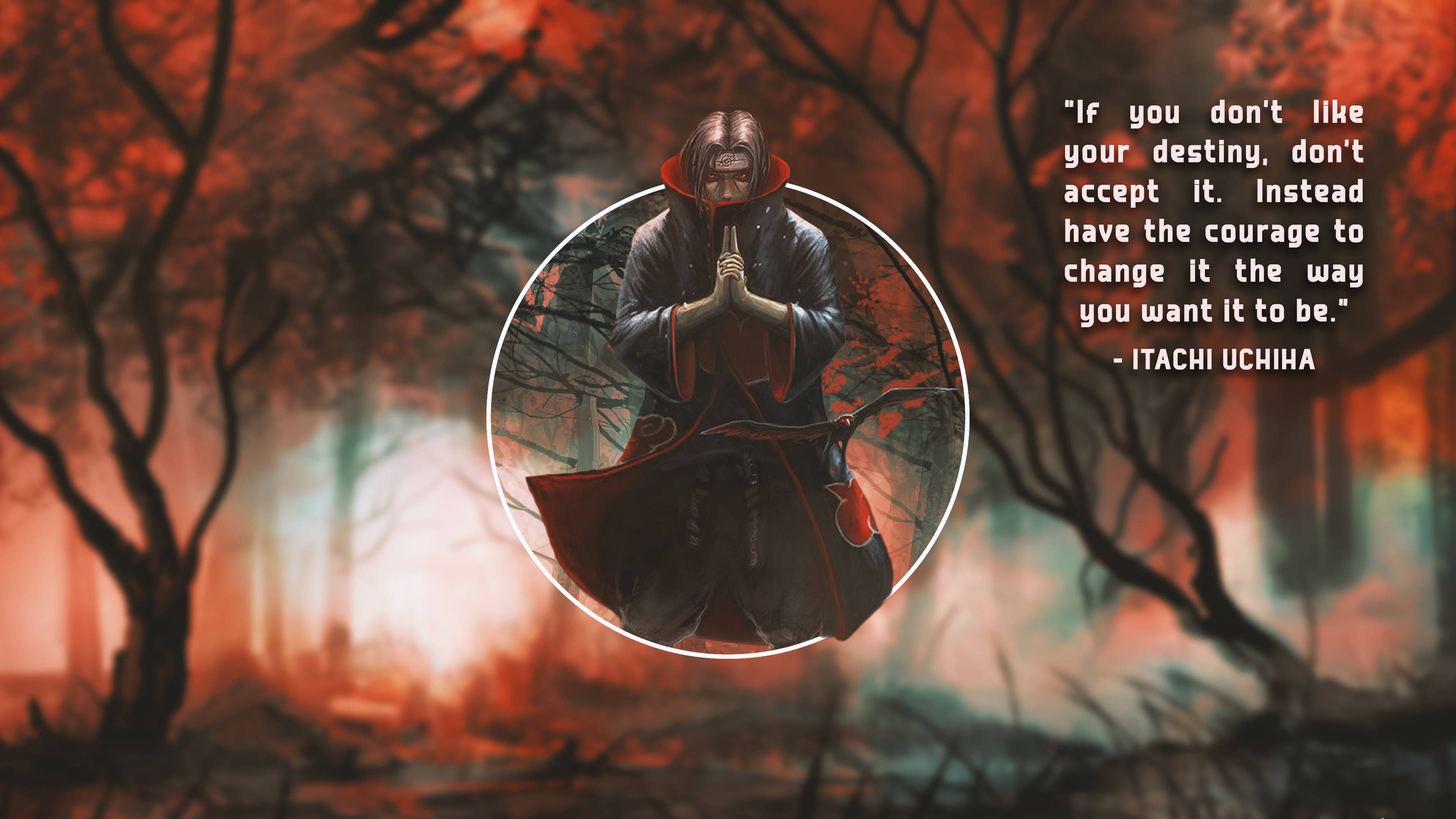 Naruto, red-trimmed cloak, circular frame, 4K Desktop Wallpaper
