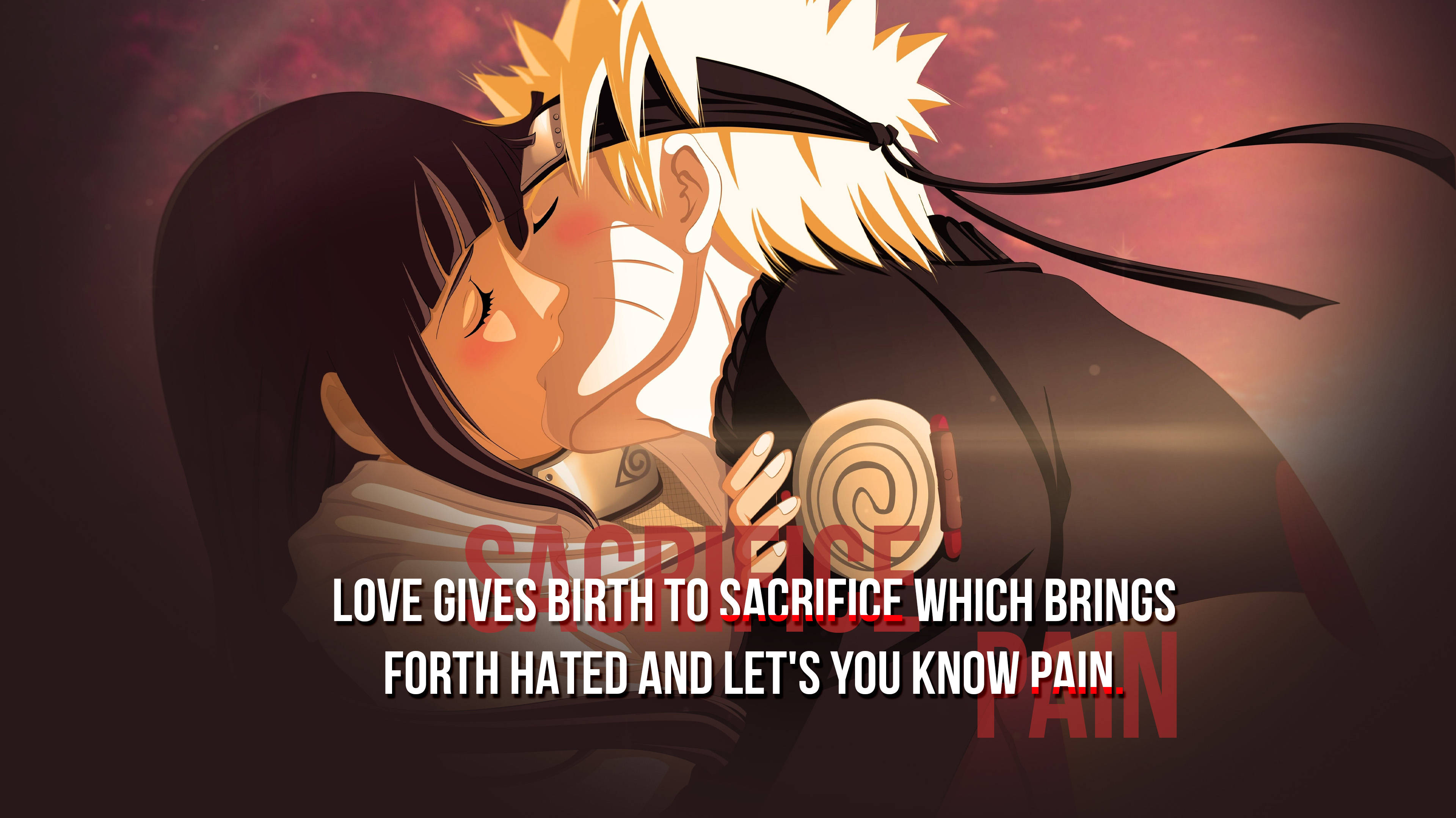 Naruto, Sacrifice And Pain, fiery red sky, 4K Desktop Wallpaper
