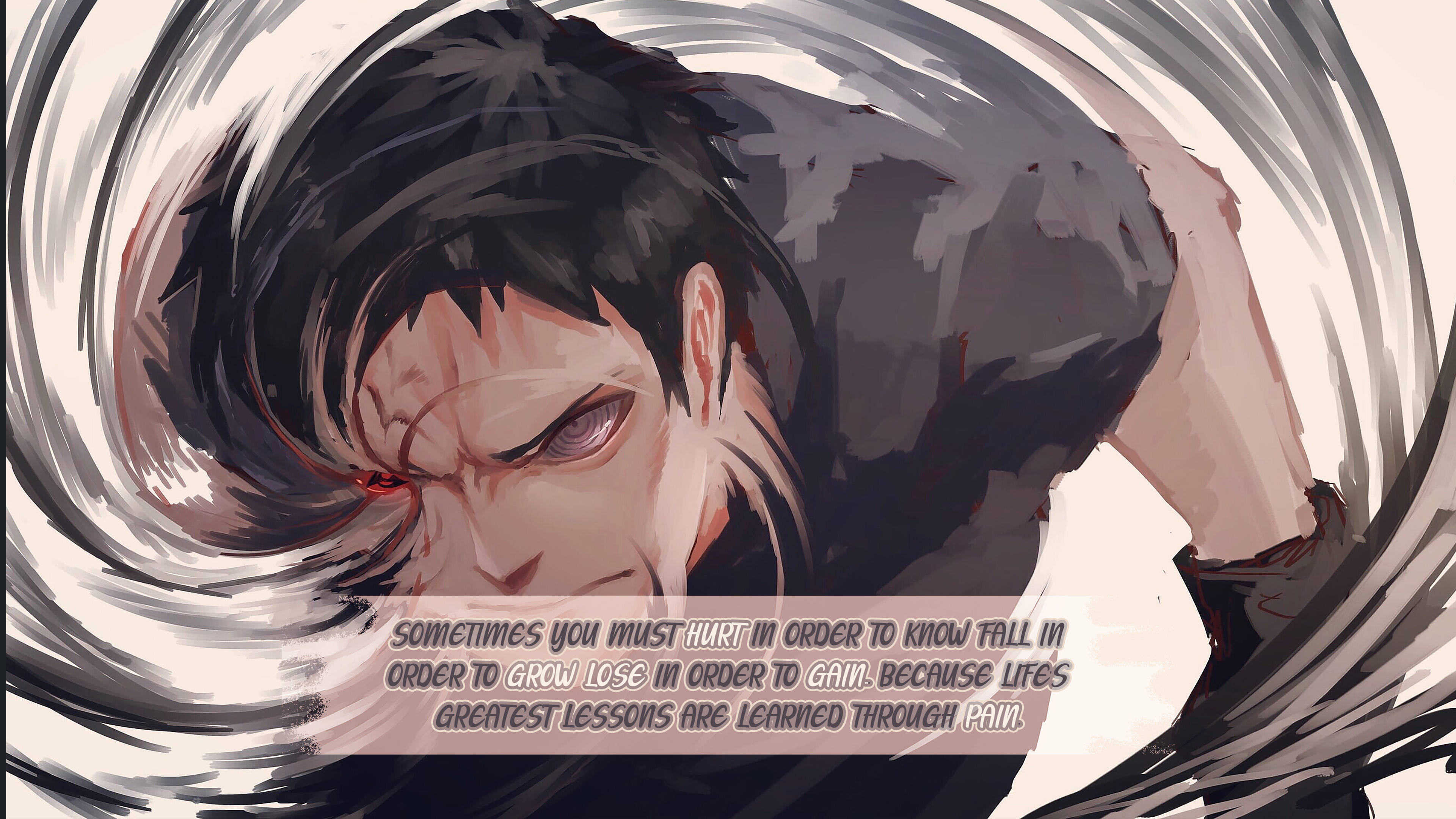 Naruto, red eyes, dark hair, 4K Desktop Wallpaper