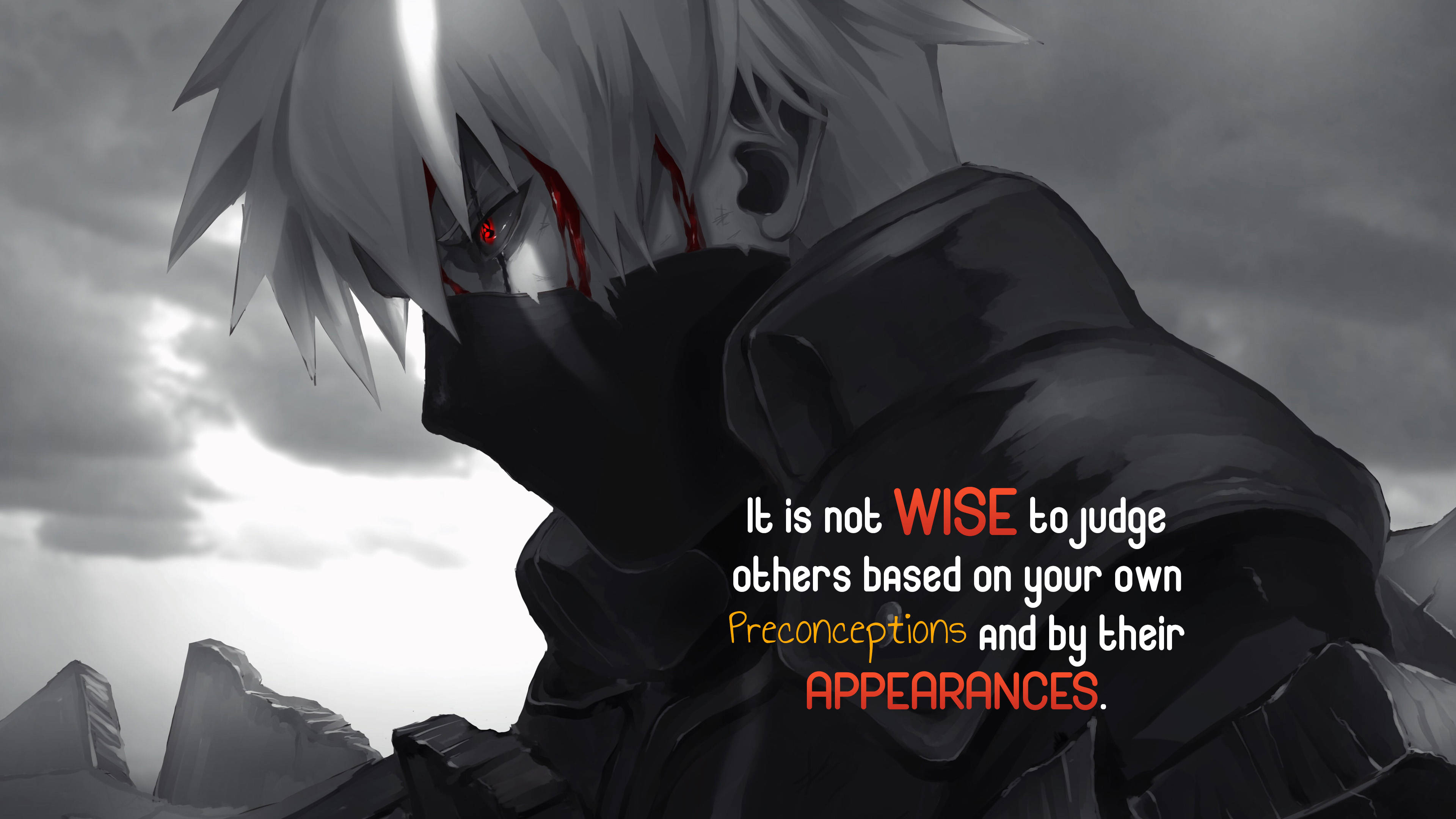 Naruto, white hair, red eye markings, 4K Desktop Wallpaper