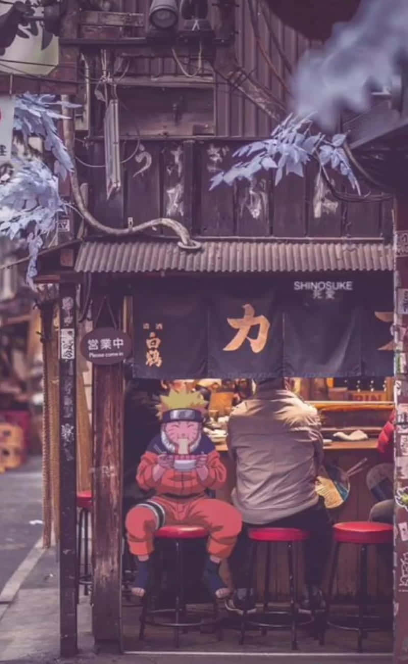 Naruto, anime character mural, Japanese alleyway ramen shop, HD Phone Wallpaper