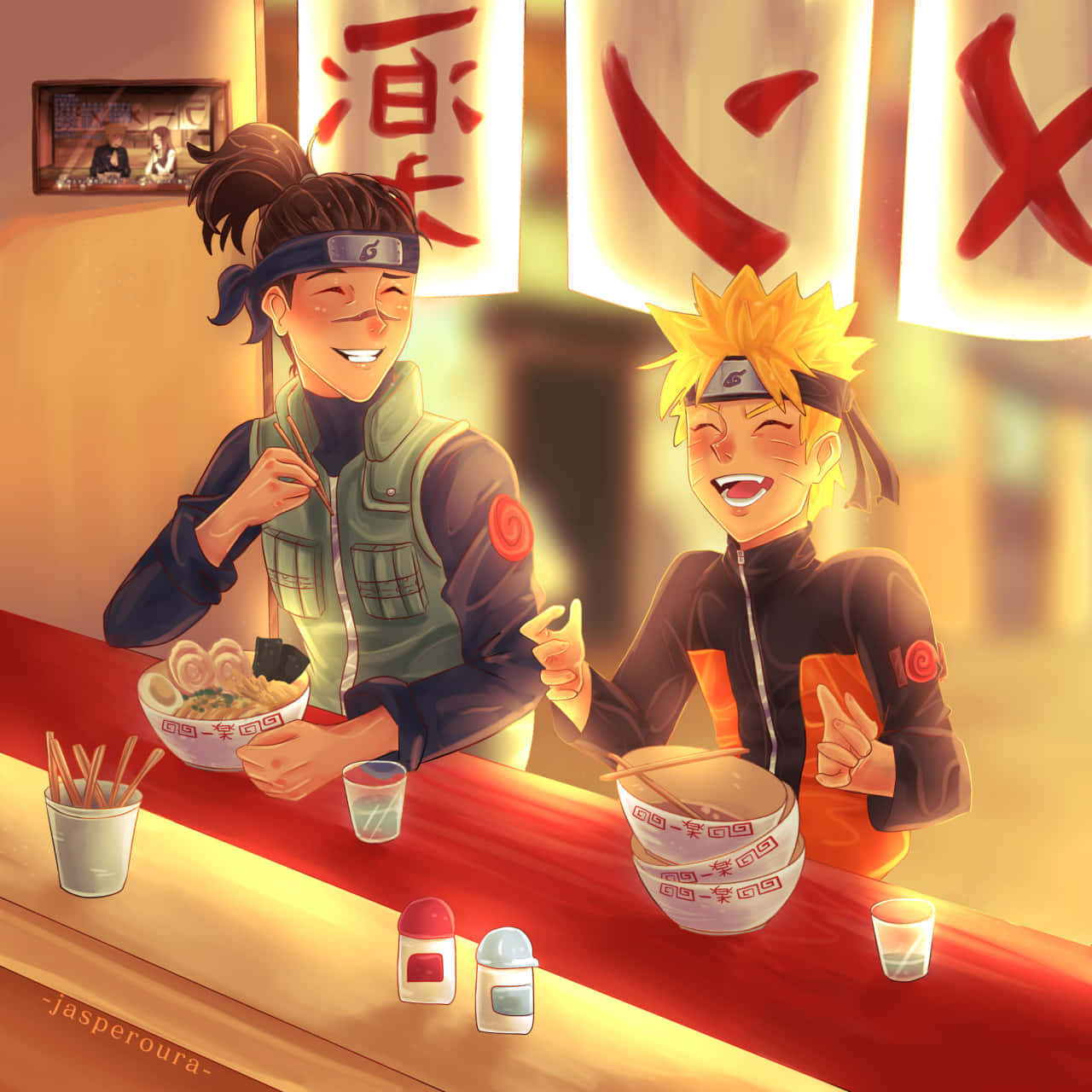 Naruto Ramen, anime characters, ramen bowls, HD Desktop Wallpaper