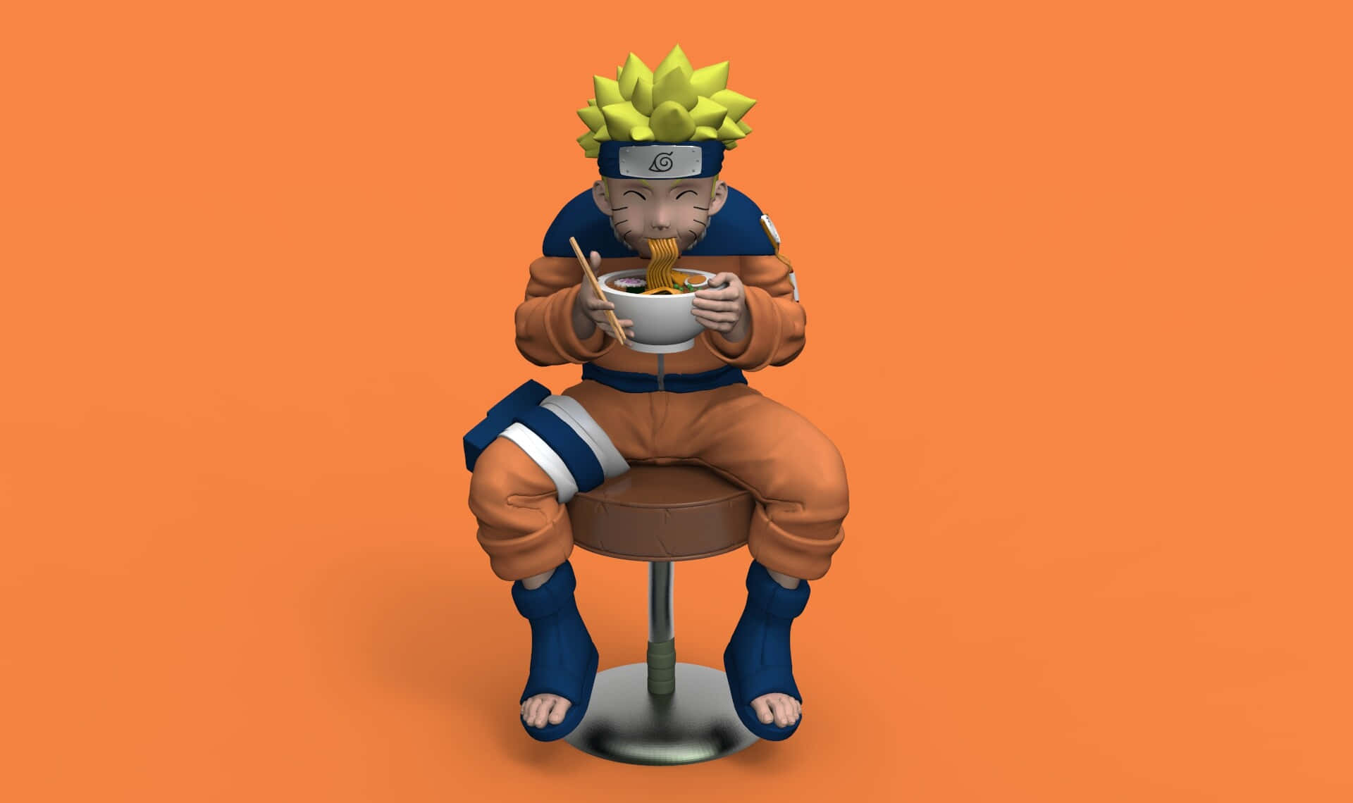 Naruto, ramen, orange background, Full HD Desktop Wallpaper