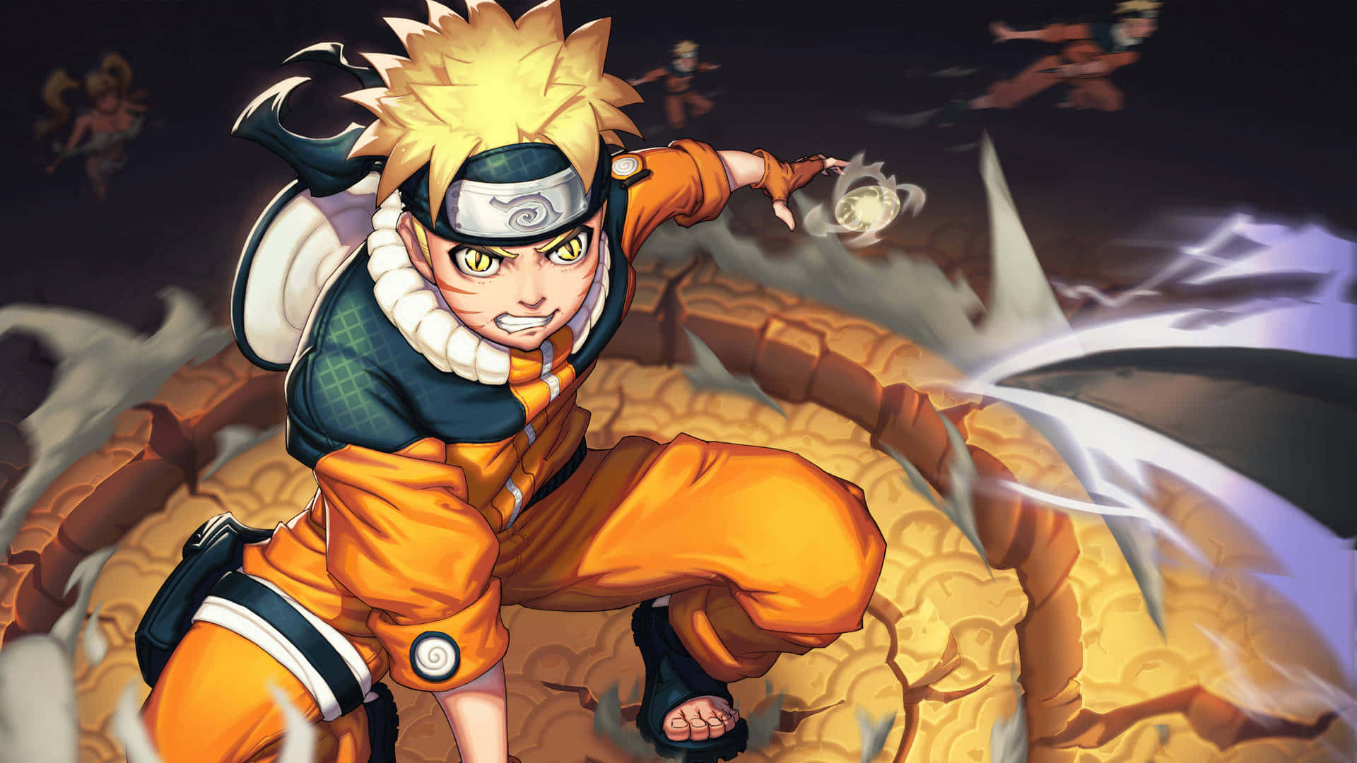 Naruto, Rasengan, orange jumpsuit, Full HD Desktop Wallpaper