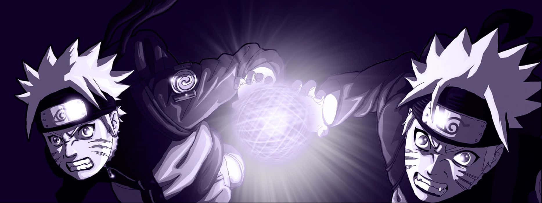 Naruto Rasengan, glowing purple sphere of chakra, spiky hair, HD Desktop Wallpaper