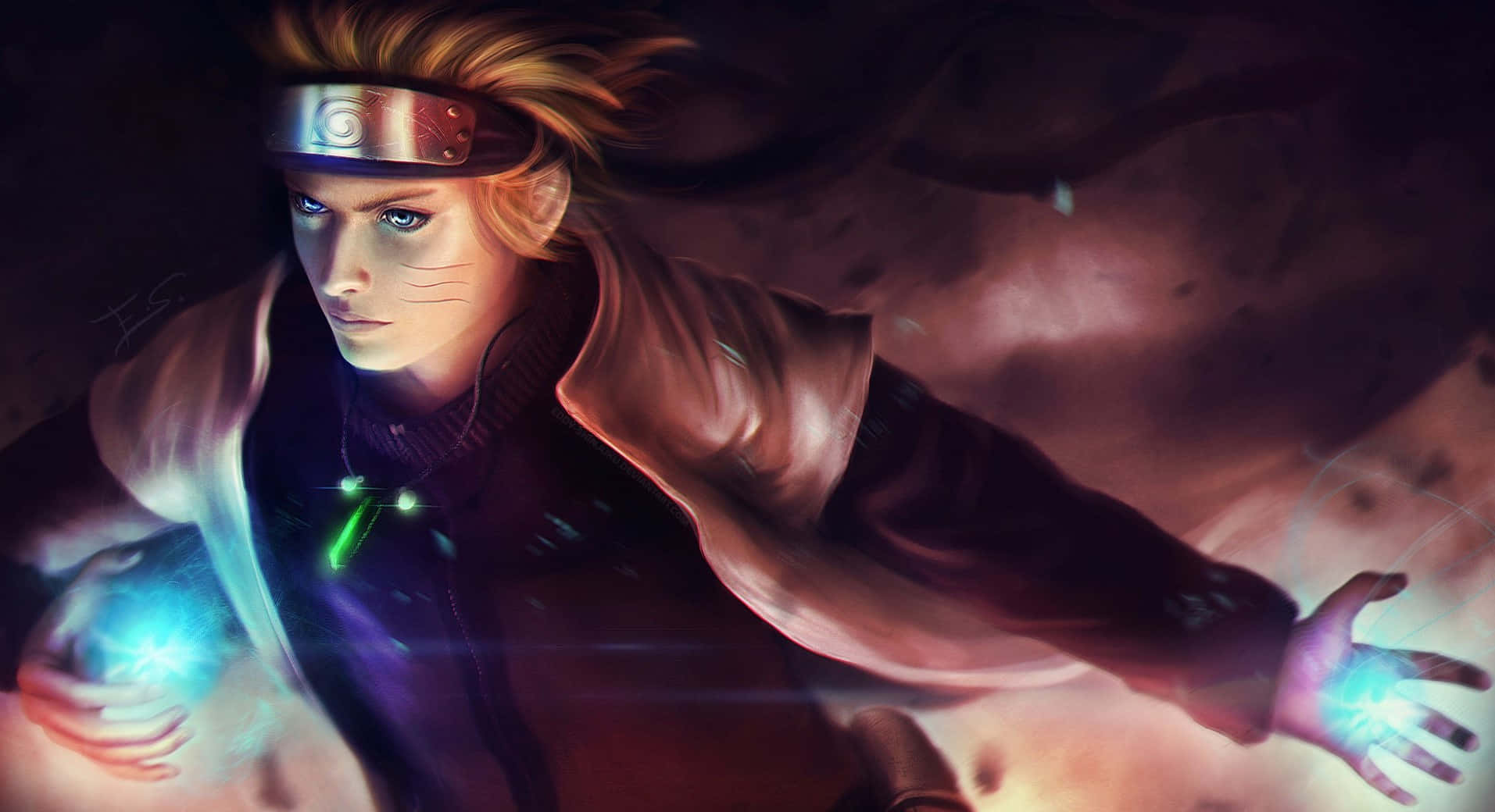 Naruto, Rasengan, glowing blue chakra, HD Desktop Wallpaper