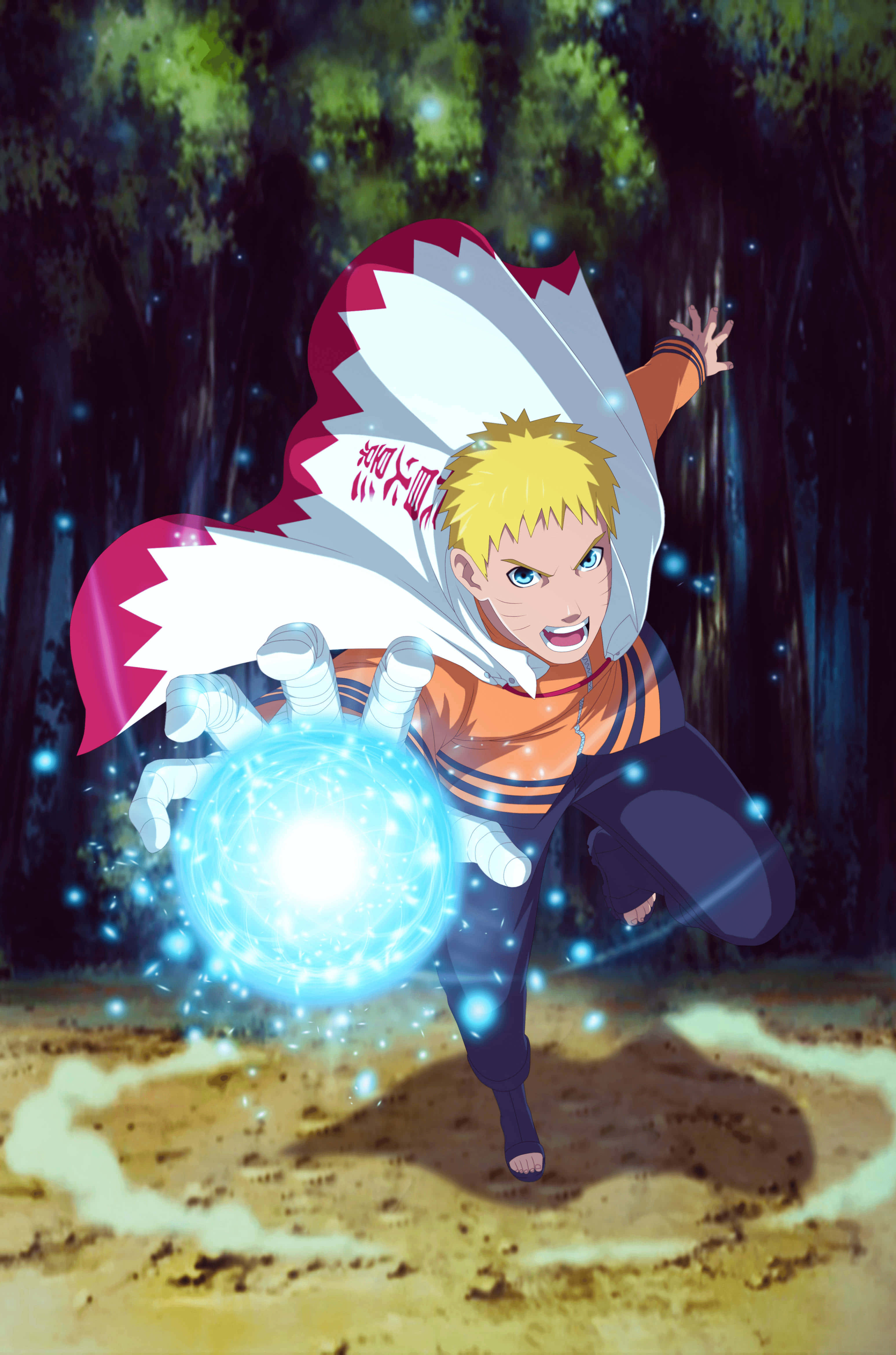 Naruto, Rasengan, glowing blue sphere of chakra, 4K Phone Wallpaper