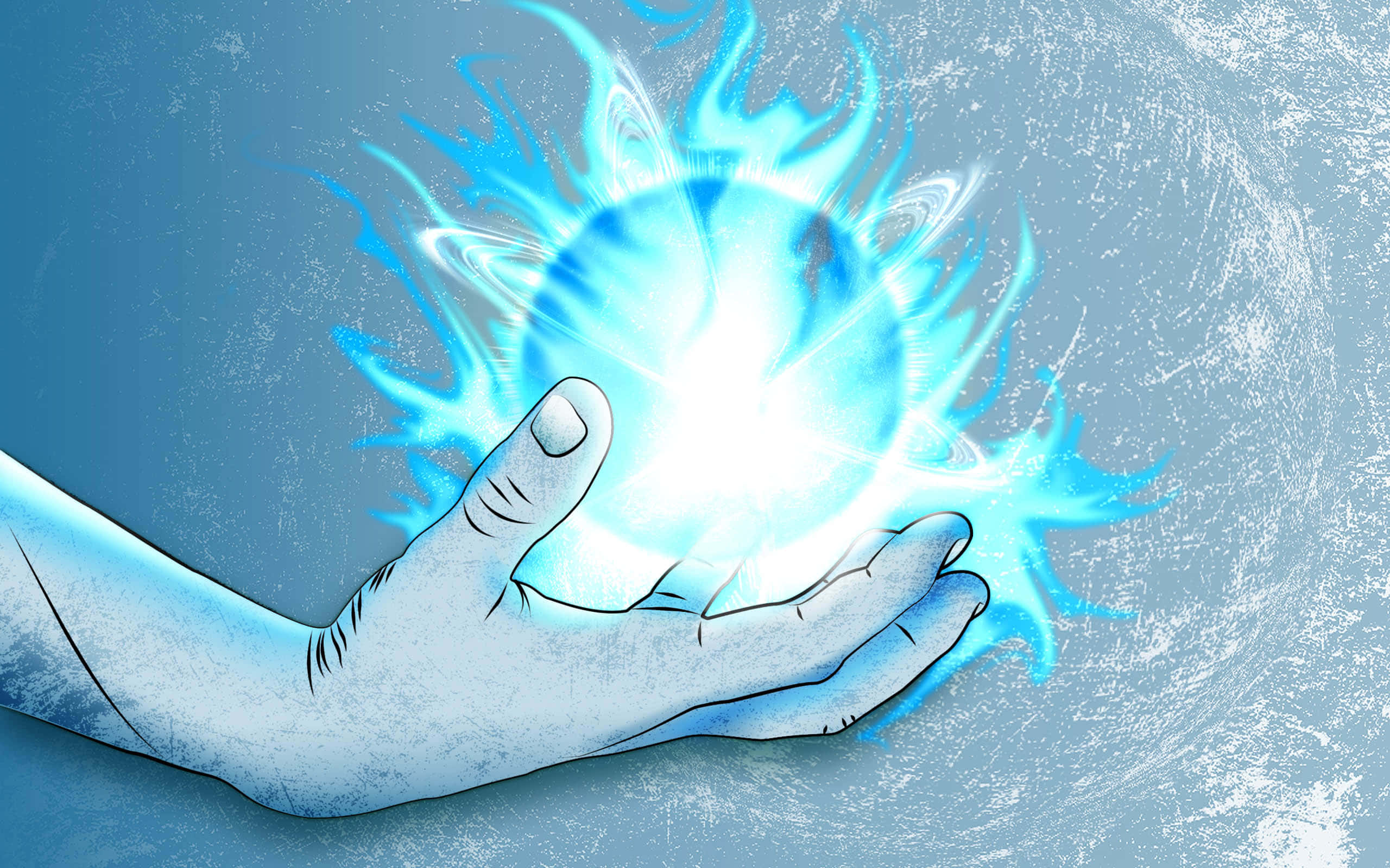 Naruto Rasengan, blue fireball, glowing blue energy orb, 2K Desktop Wallpaper