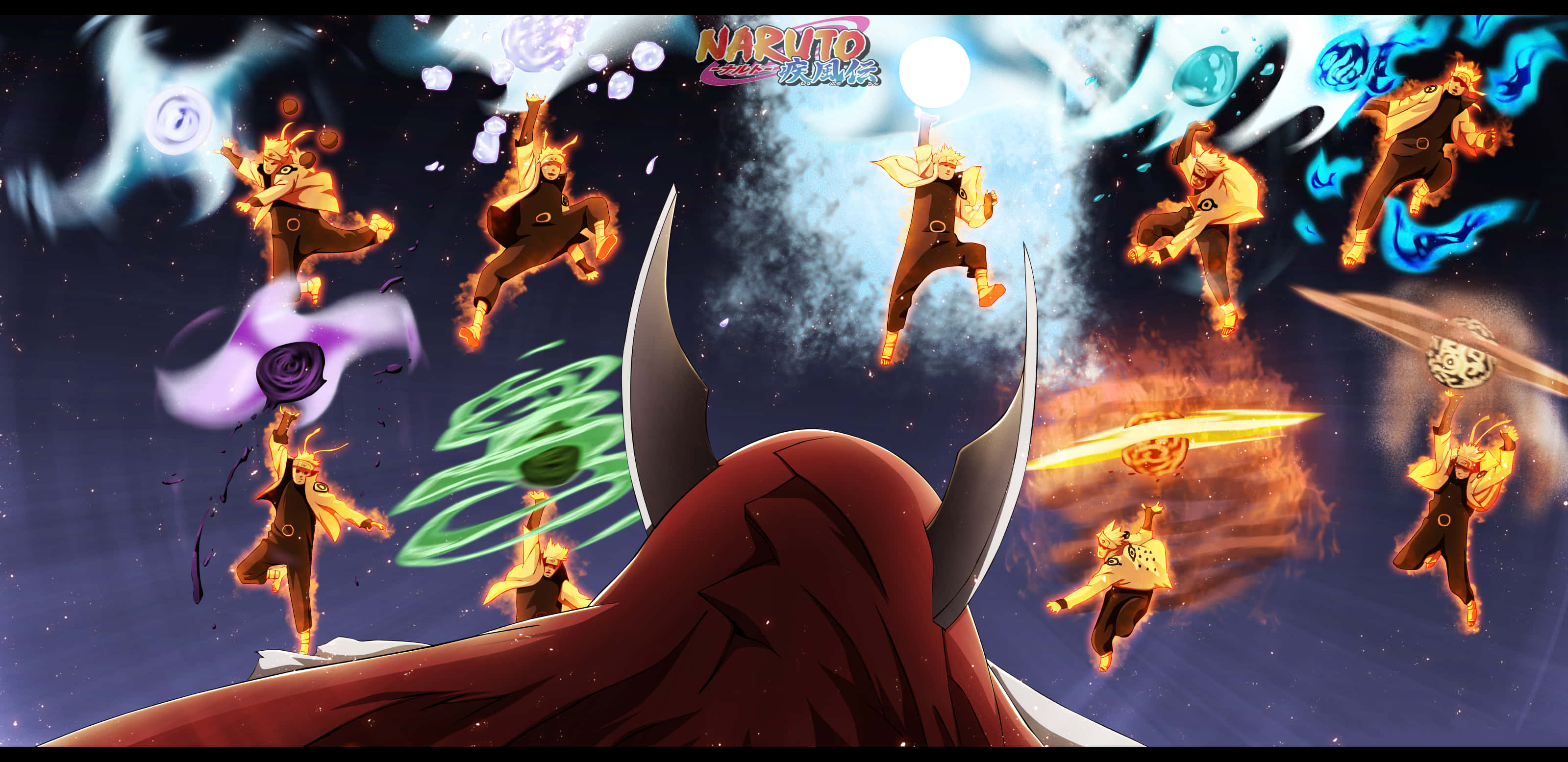 Naruto, Rasengan, cosmic anime scene, 2K Desktop Wallpaper