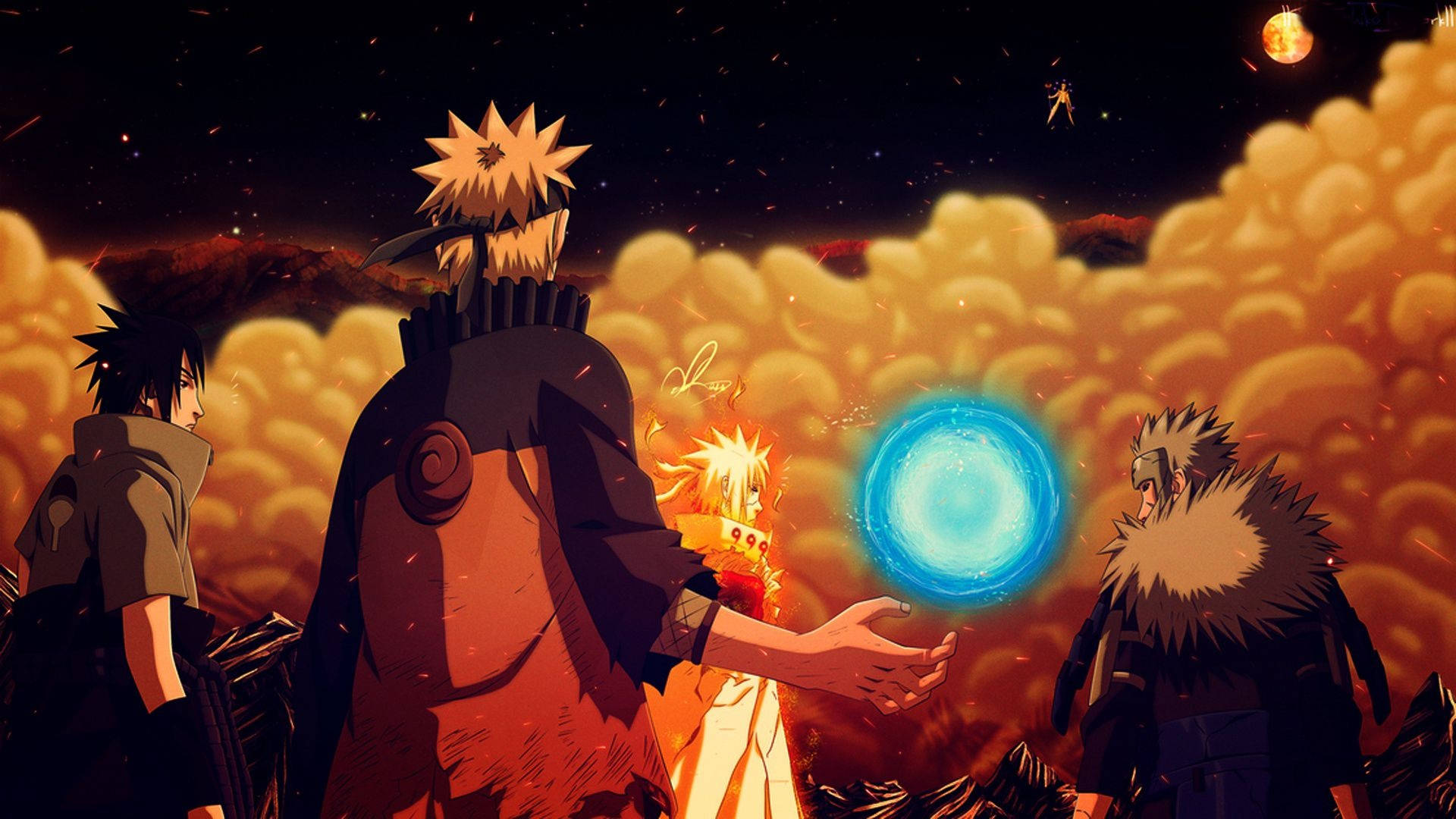Naruto, Rasengan, glowing blue sphere of chakra, Full HD Desktop Wallpaper