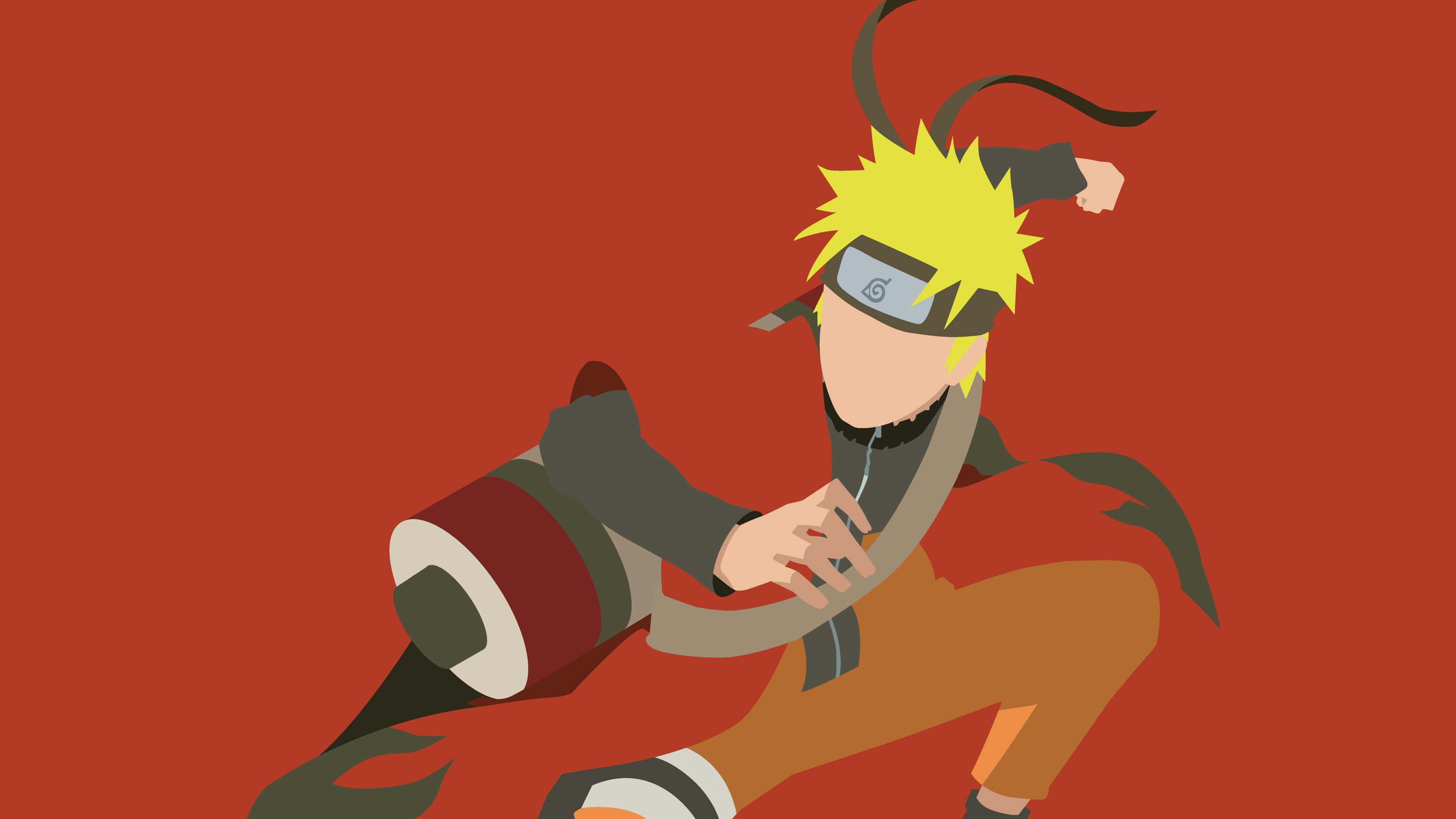 Naruto, red background, spiky blonde hair, 4K Desktop Wallpaper