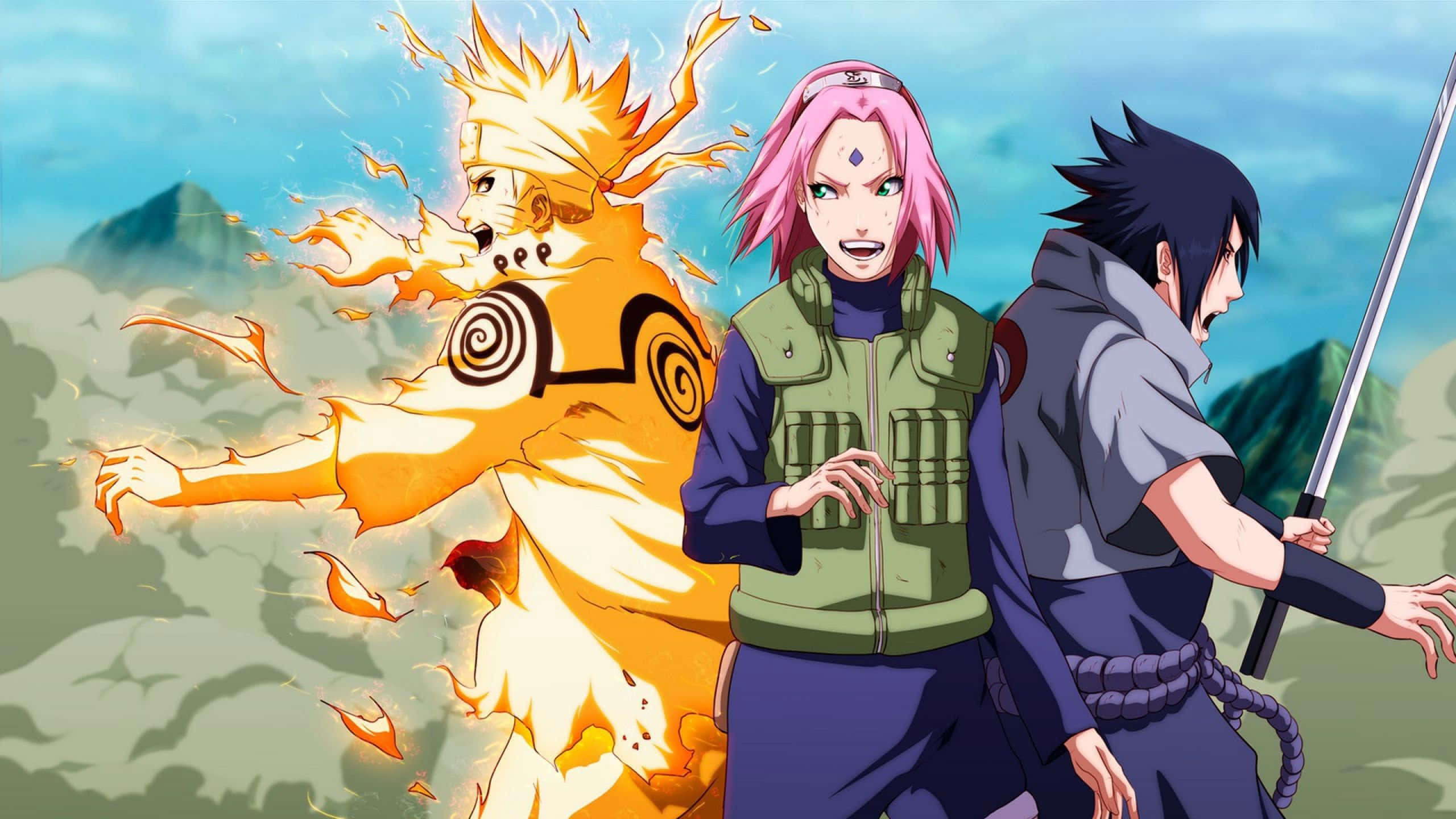 Naruto's Friend, 2560 x 1440, orange chakra, 2K Desktop Wallpaper