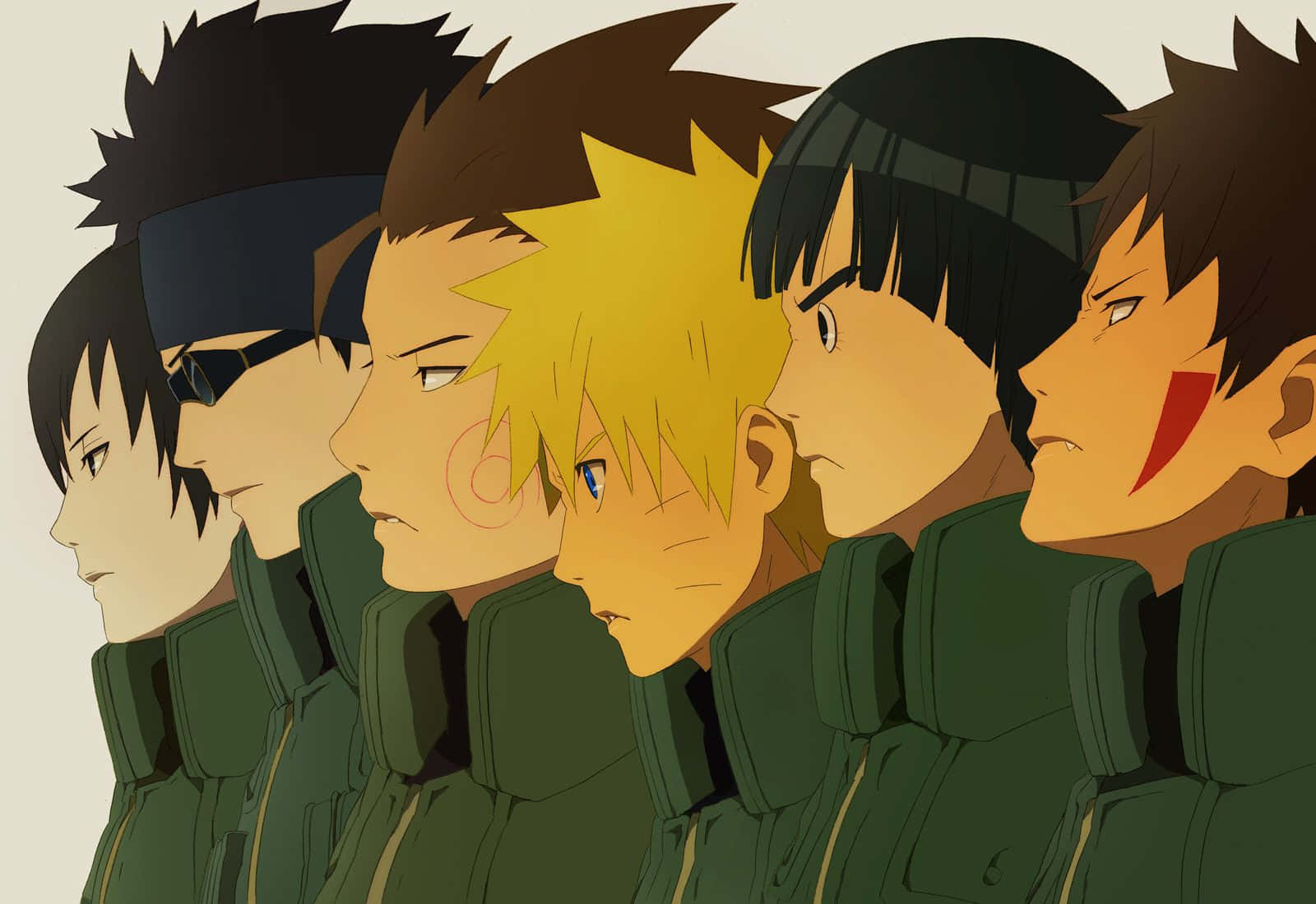 Naruto, friends, green uniforms, HD Desktop Wallpaper