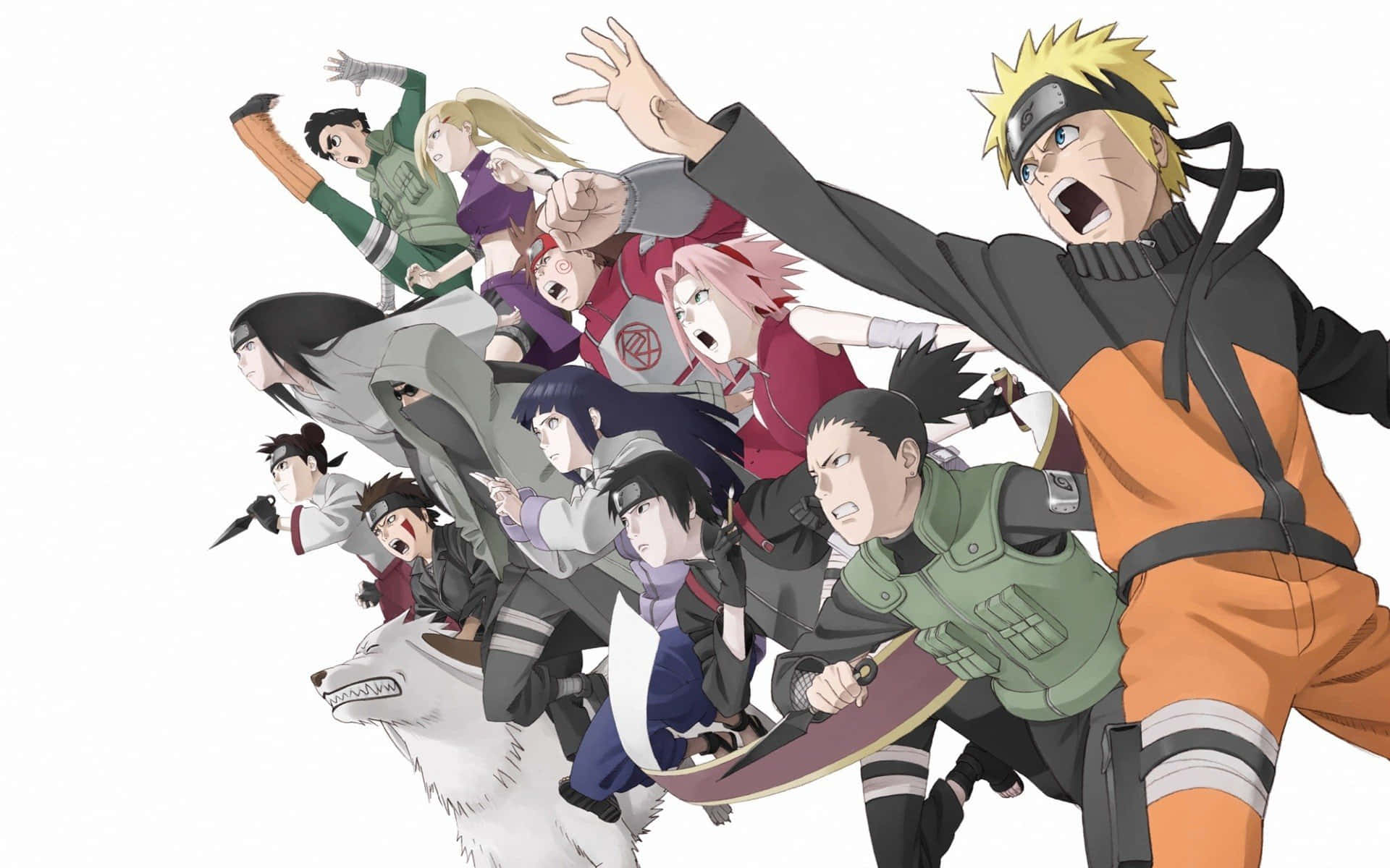 Naruto, anime characters, action poses, Full HD Desktop Wallpaper