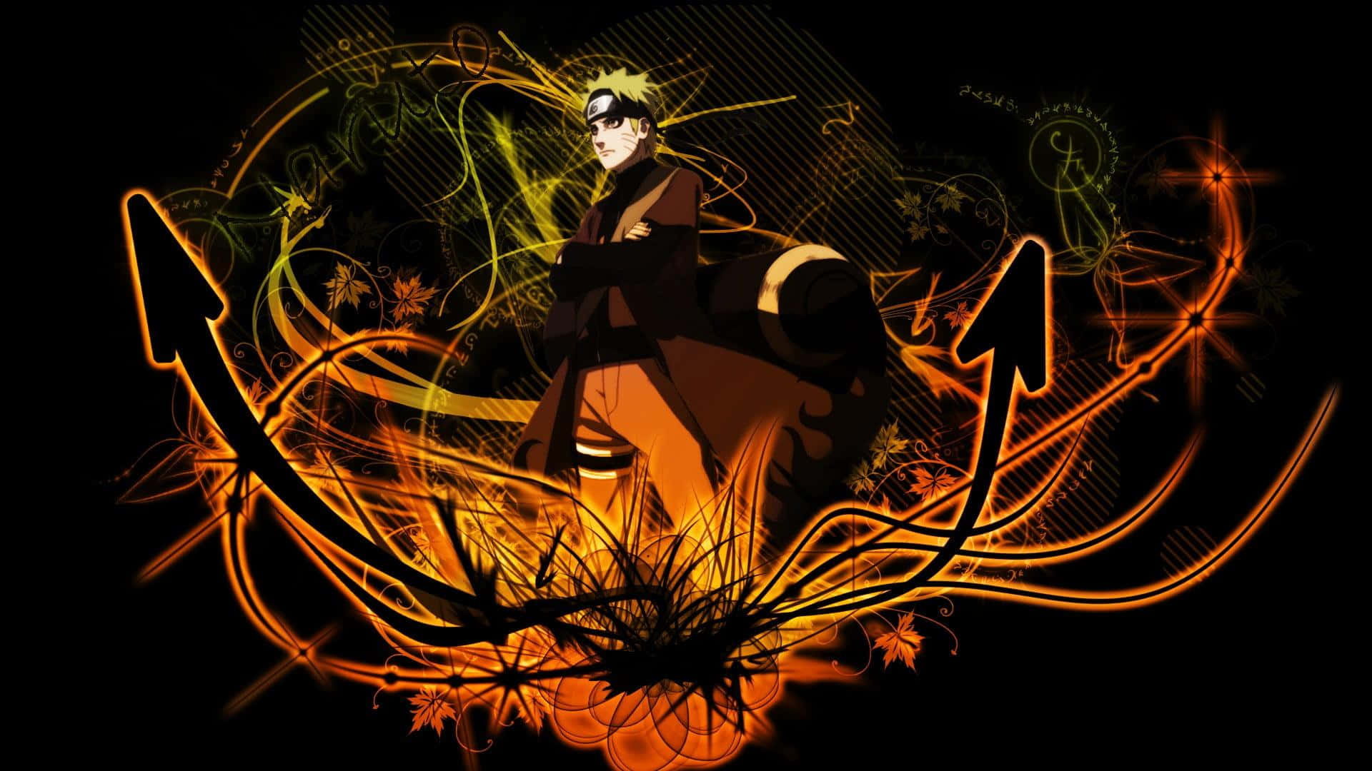 Naruto, Sage Mode, orange and yellow energy arrows, Full HD Desktop Wallpaper