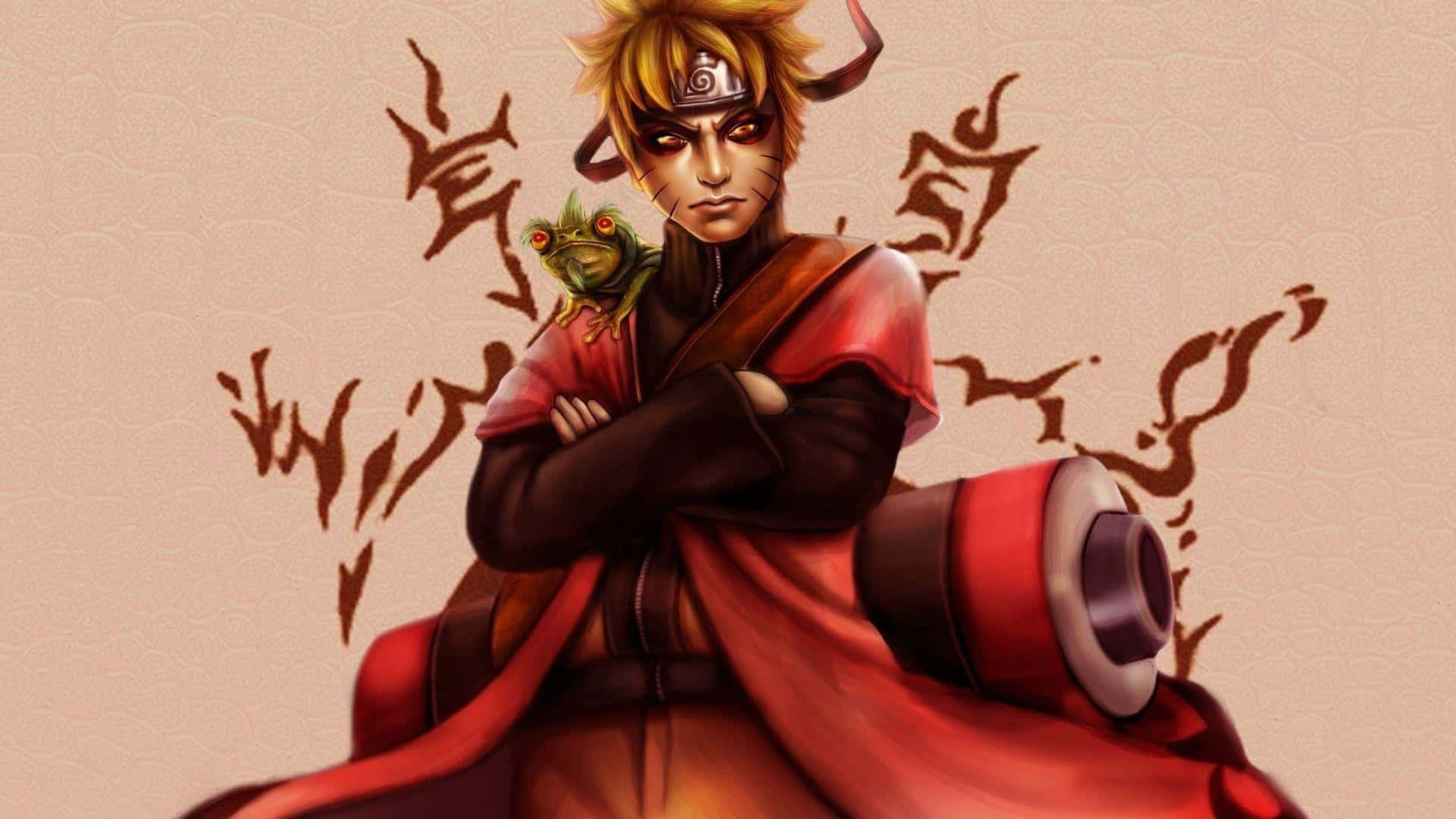 Naruto Sage Mode, blonde hair, red cloak, Full HD Desktop Wallpaper