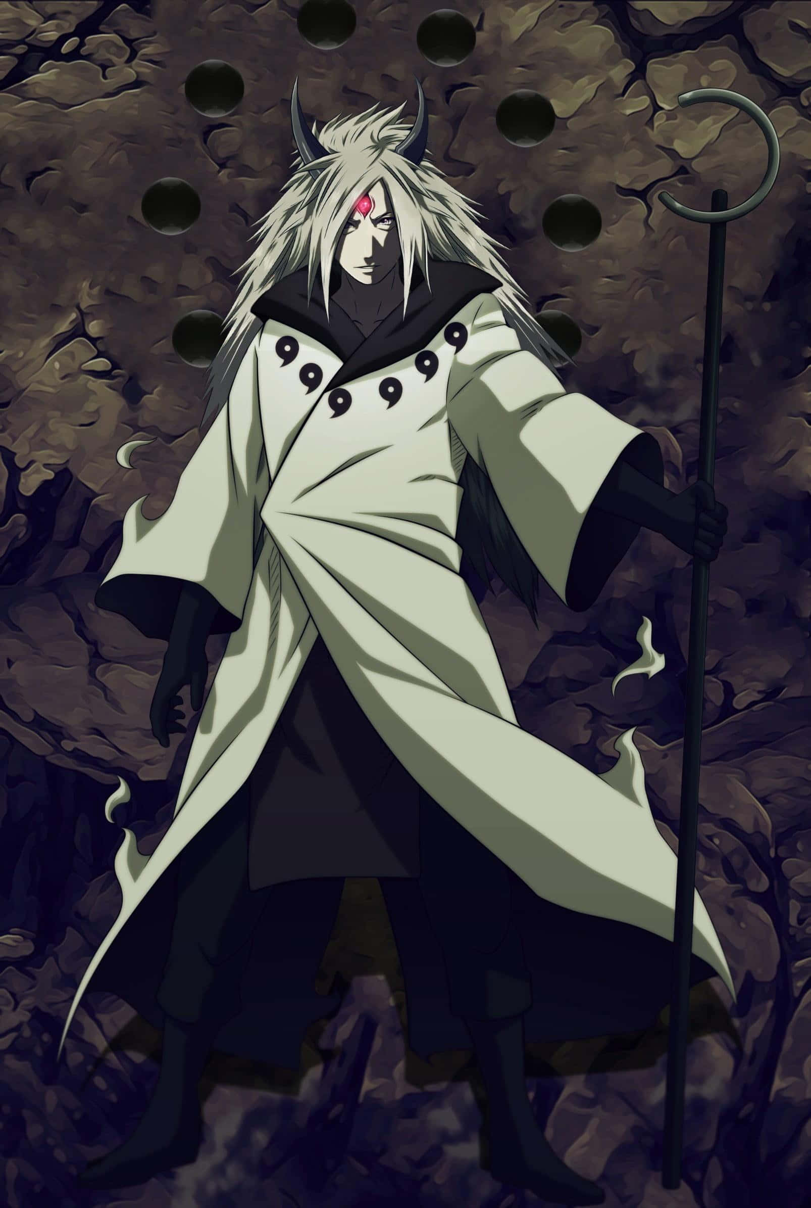 Naruto Sage Of Six Paths, white hair, red eye, Full HD Phone Wallpaper