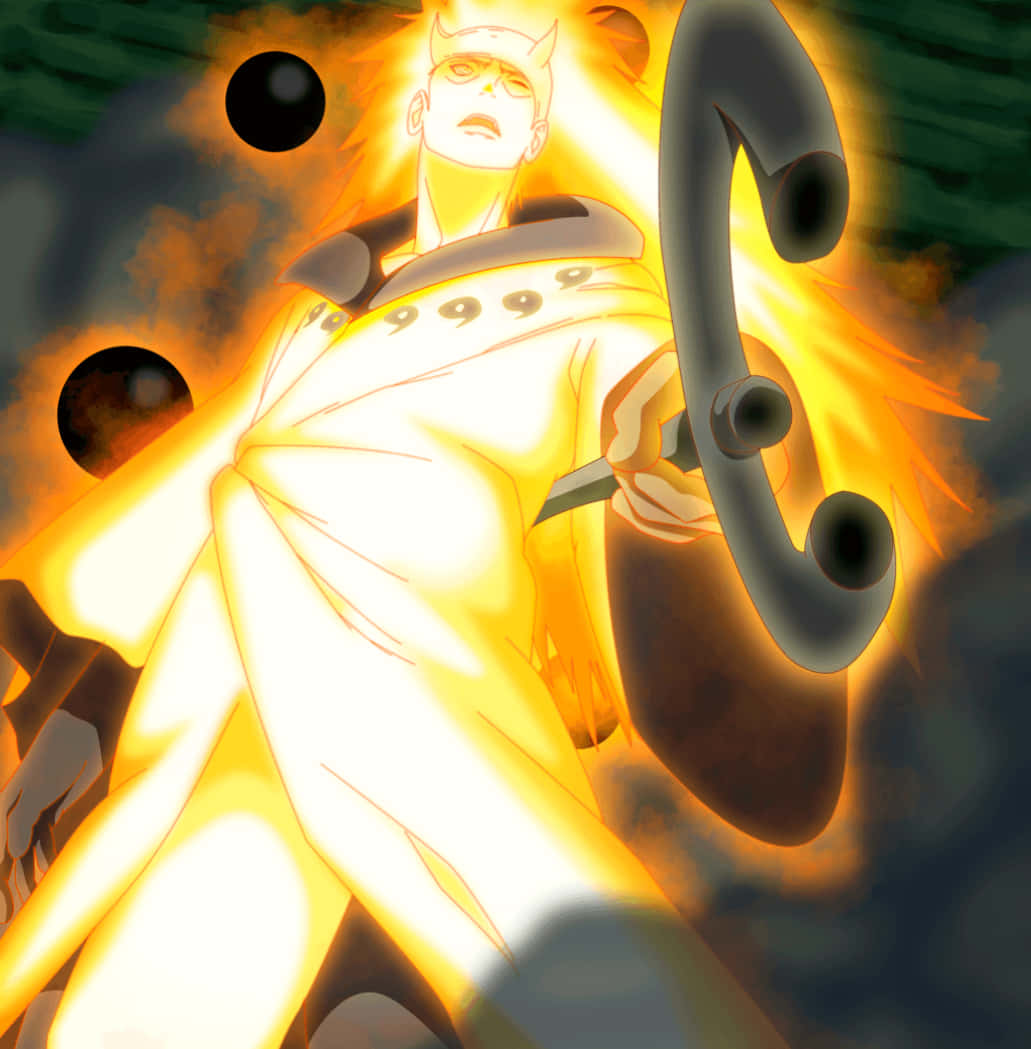 Naruto Sage Of Six Paths, golden chakra, black orbs, SD Phone Wallpaper