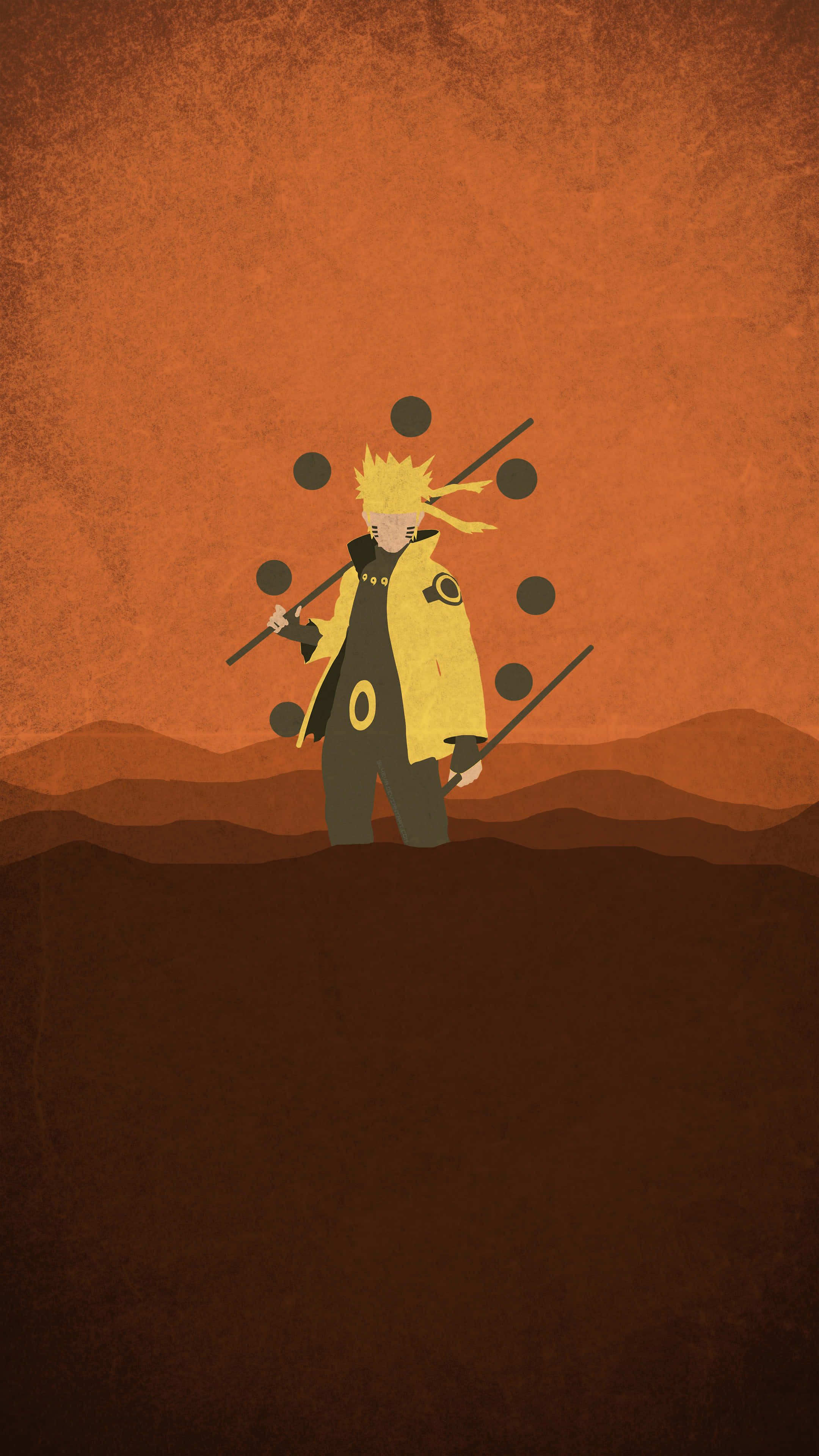 Naruto Sage Of Six Paths, spiky blonde hair, orange textured sky, 4K Phone Wallpaper