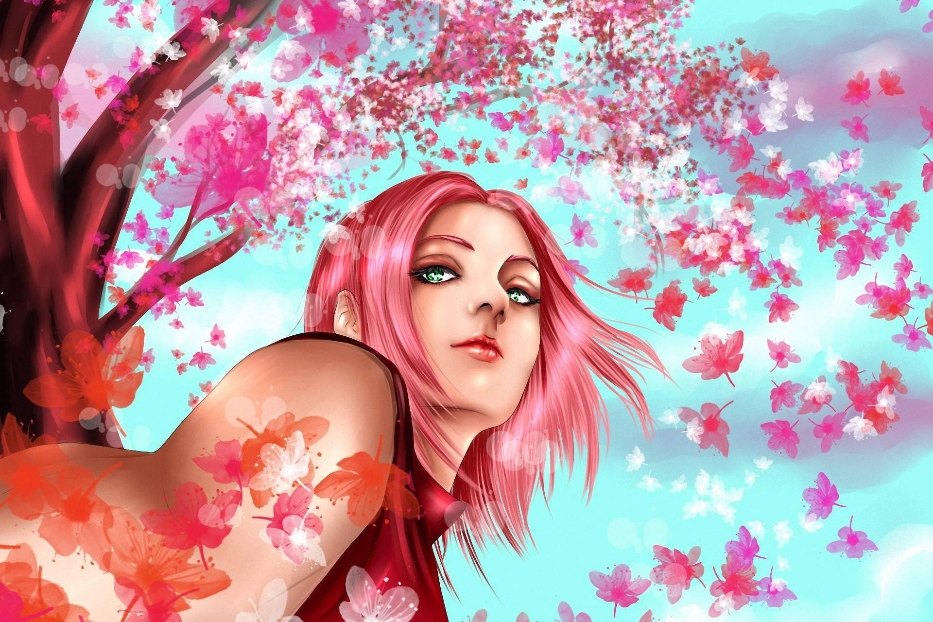 Naruto, Sakura, cherry blossoms, Full HD Desktop Wallpaper