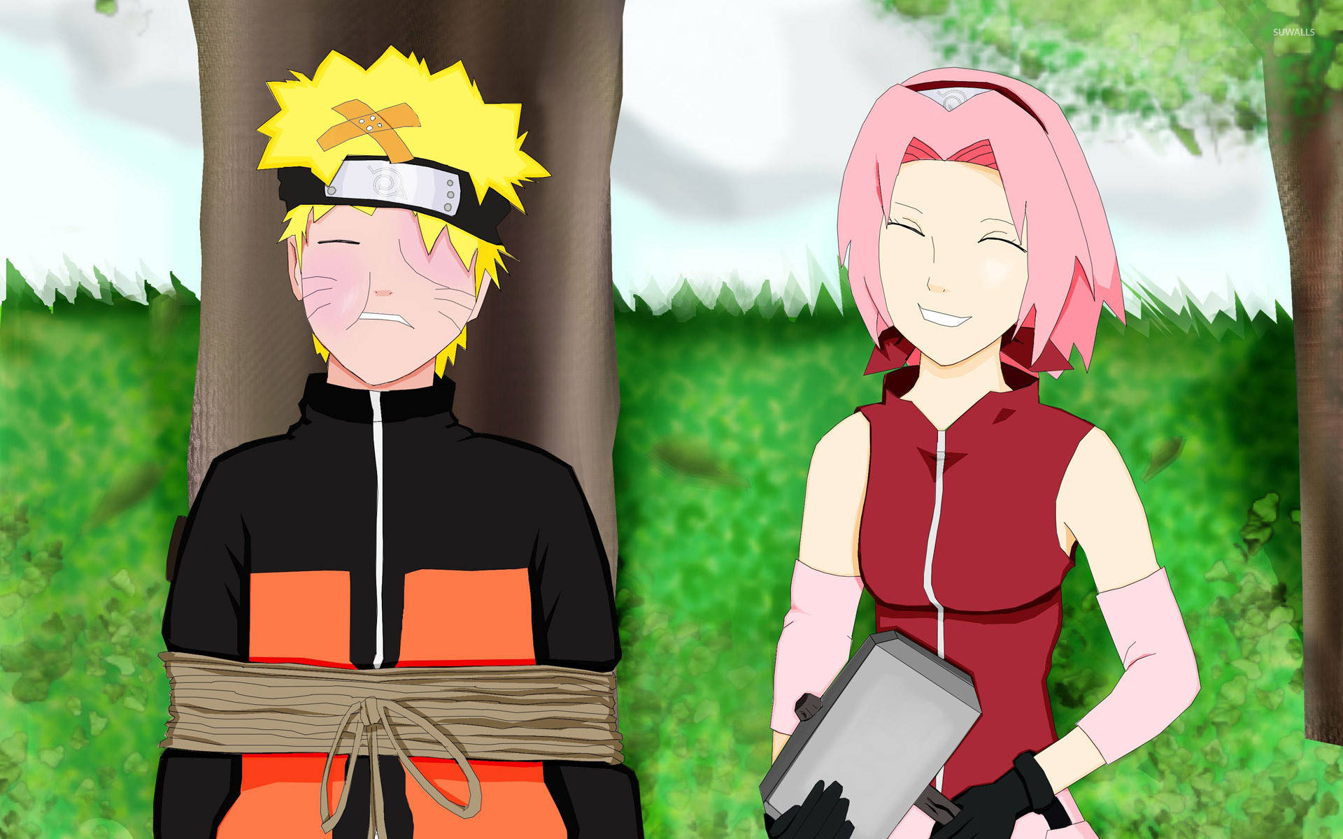Naruto, Sakura, tree, Full HD Desktop Wallpaper