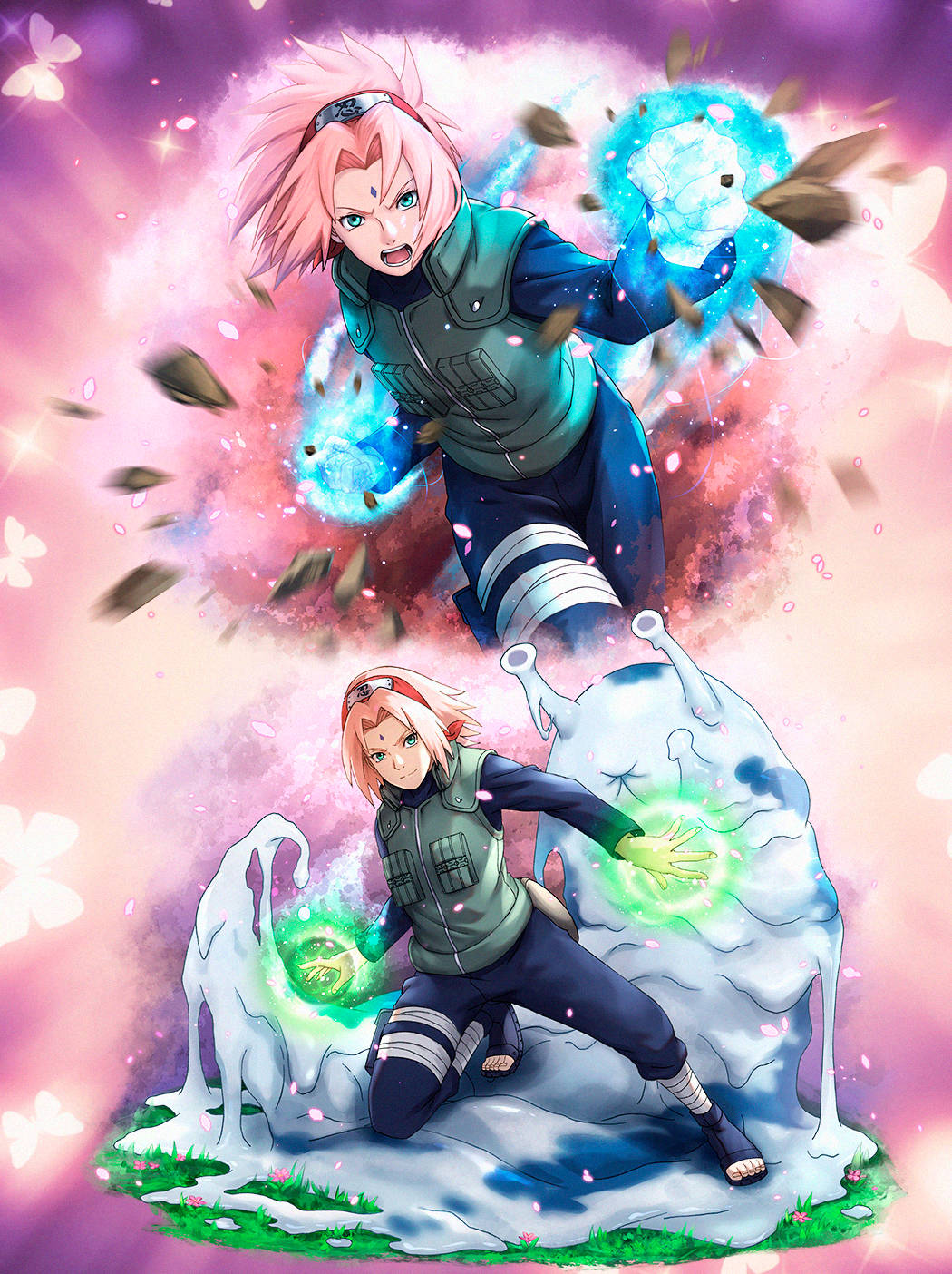 Naruto, Sakura, blue chakra, HD Phone Wallpaper