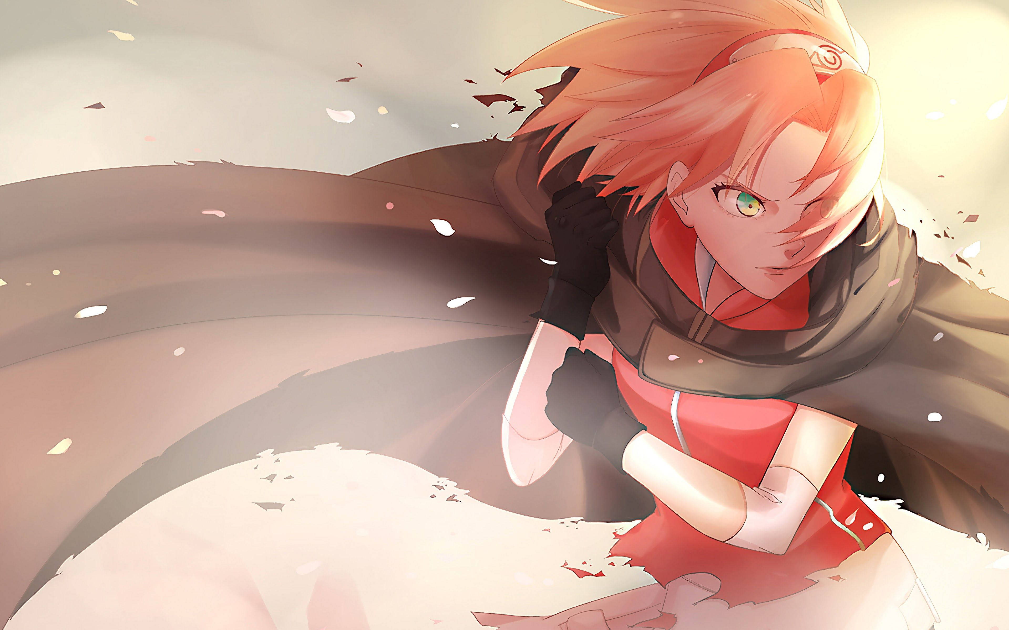 Naruto, Sakura, black cape, 4K Desktop Wallpaper