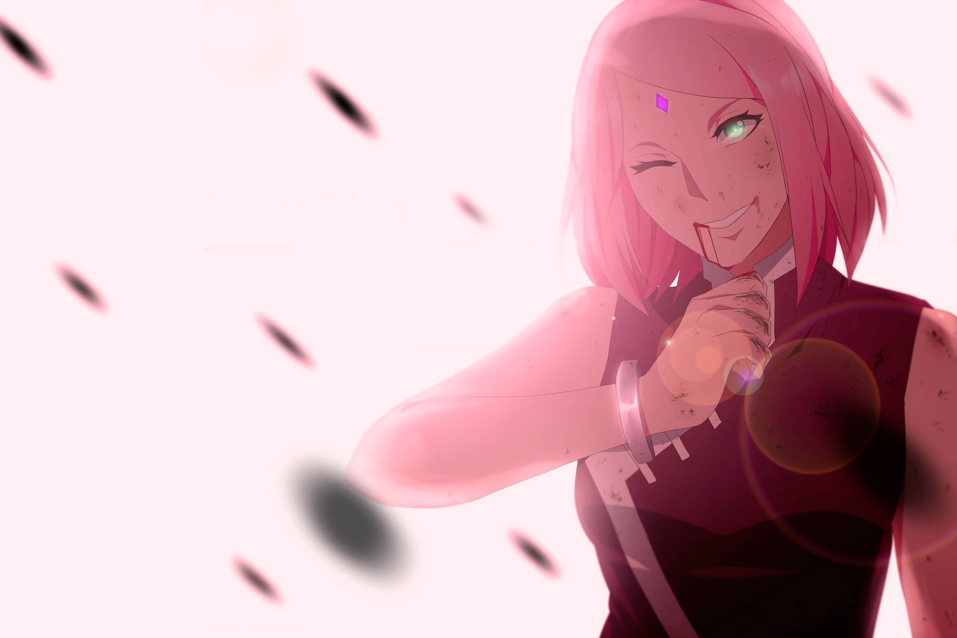 Naruto, Sakura, pink-haired anime girl, 2K Desktop Wallpaper