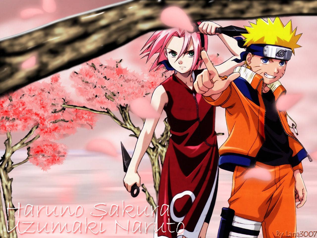 Naruto, Sakura, cherry blossom trees, HD Desktop Wallpaper