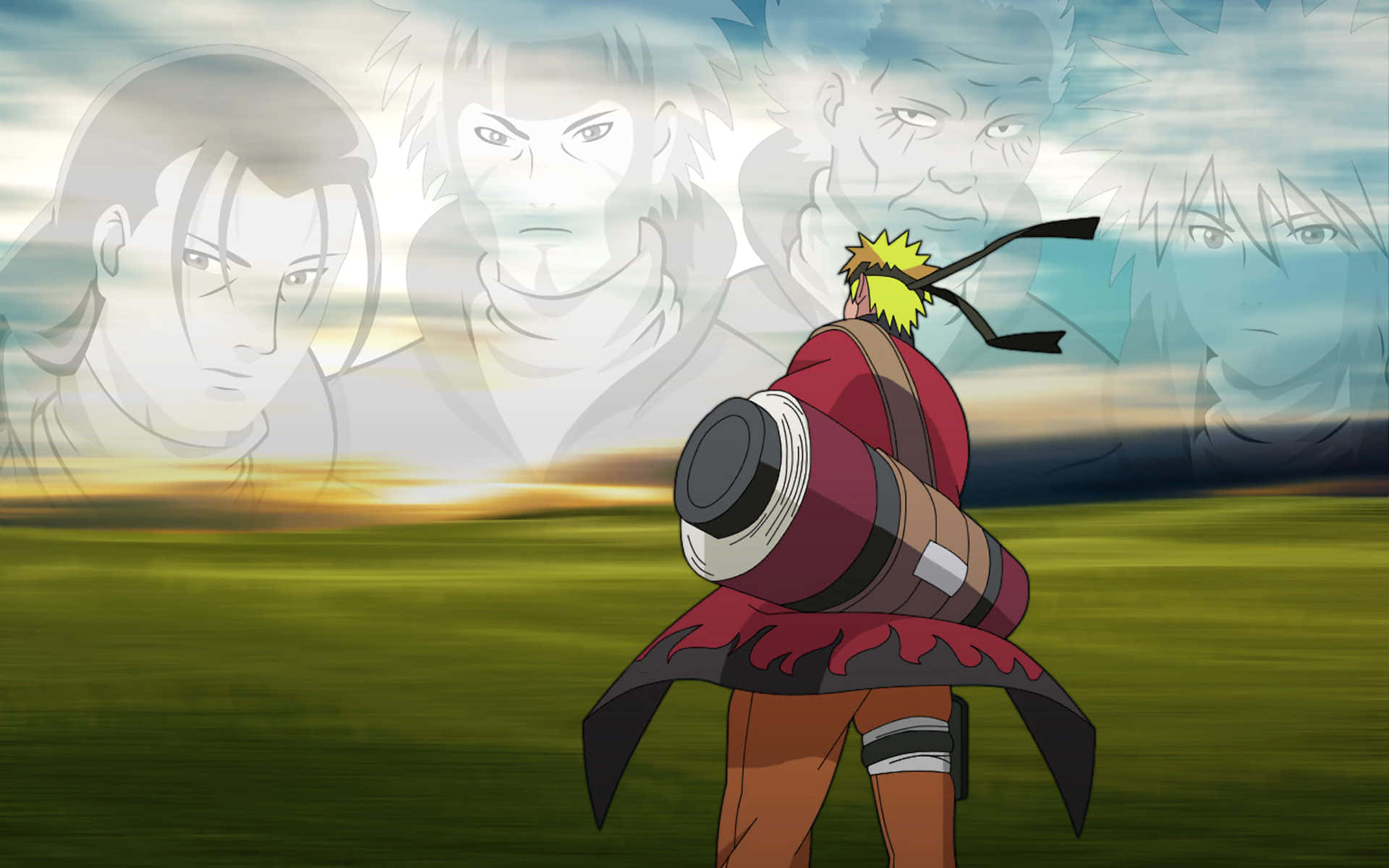 Naruto, spiky blonde hair, grassy field, Full HD Desktop Wallpaper