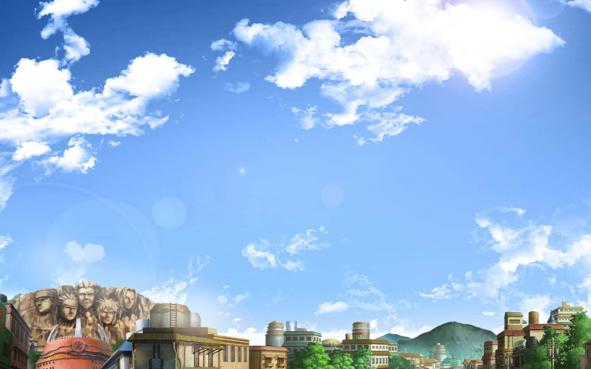 Naruto, vast fields of Naruto, colorful anime-style town, Full HD Desktop Wallpaper