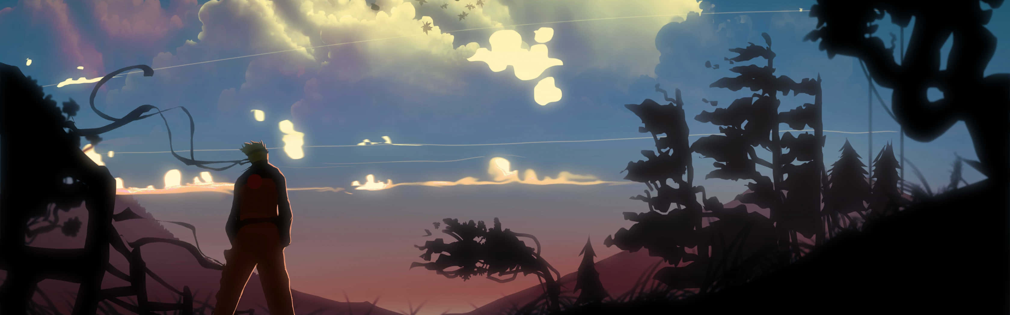 Naruto Scenery, sunset, hill, 2K Desktop Wallpaper