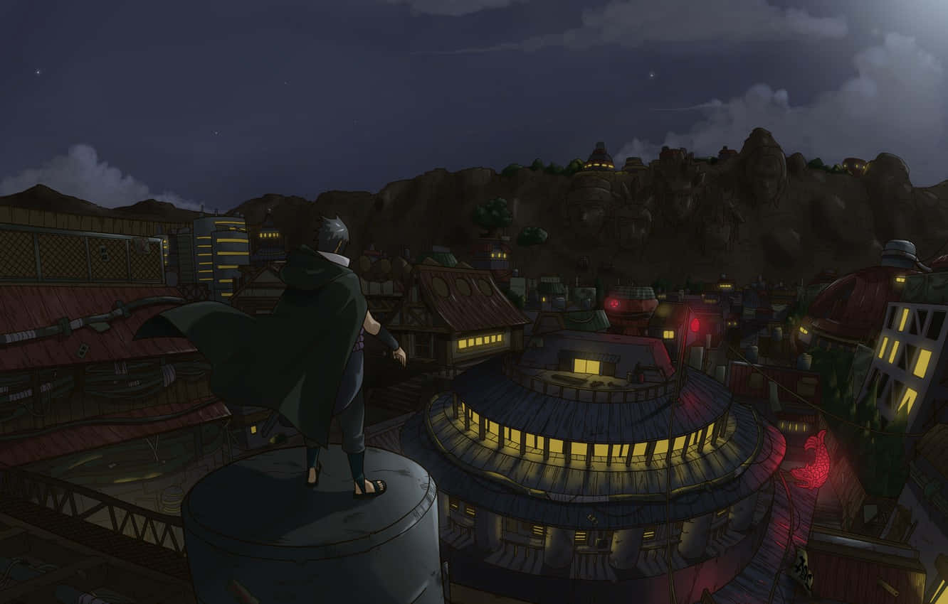 Naruto, green cloak, rooftop, HD Desktop Wallpaper
