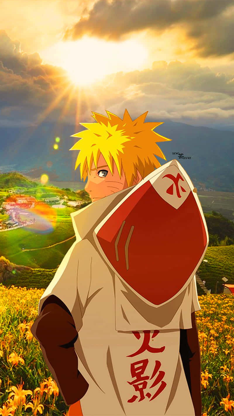 Naruto, spiky blonde hair, sunlit field of yellow flowers, HD Phone Wallpaper