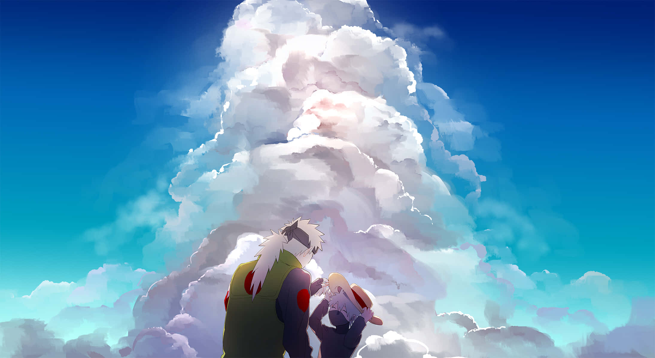 Naruto, white hair, towering cloud formation, Full HD Desktop Wallpaper