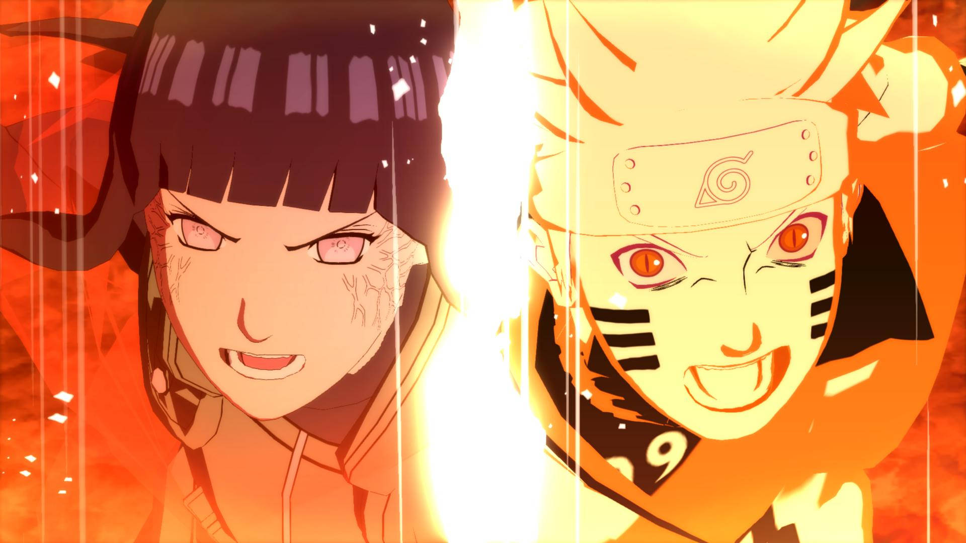 Naruto Shippuden 4K, side by side couple, fiery orange background, Full HD Desktop Wallpaper