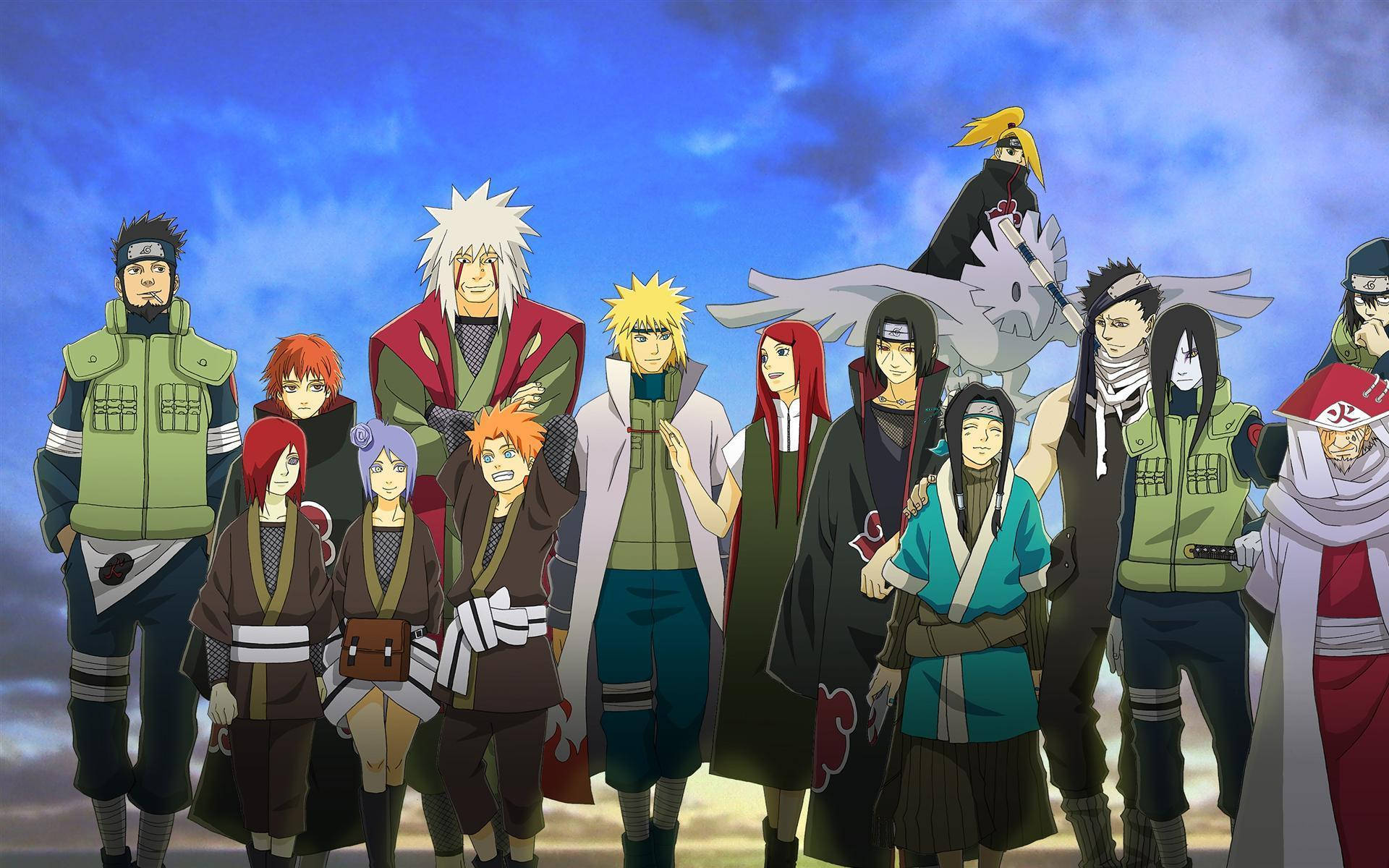 Naruto Shippuden, All Characters, walking together, Full HD Desktop Wallpaper