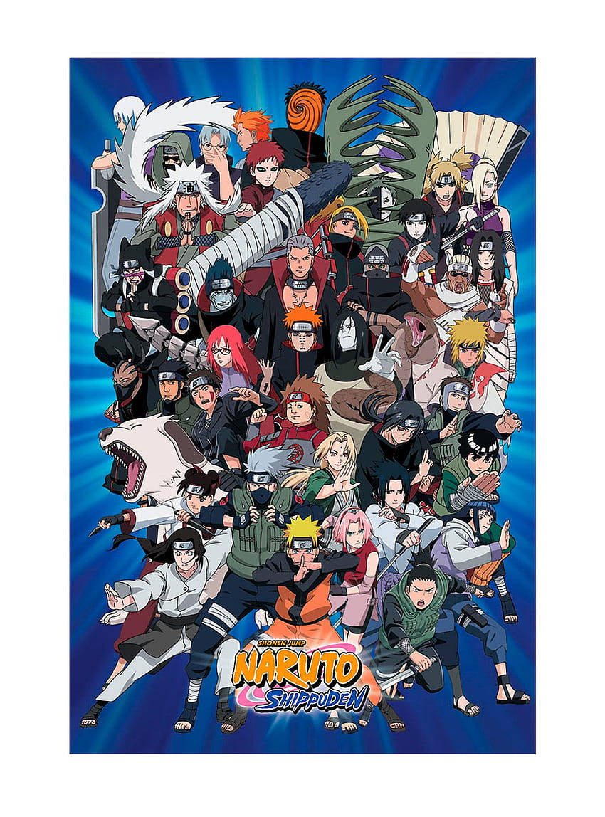 Naruto Shippuden, All Characters, blue poster, SD Phone Wallpaper
