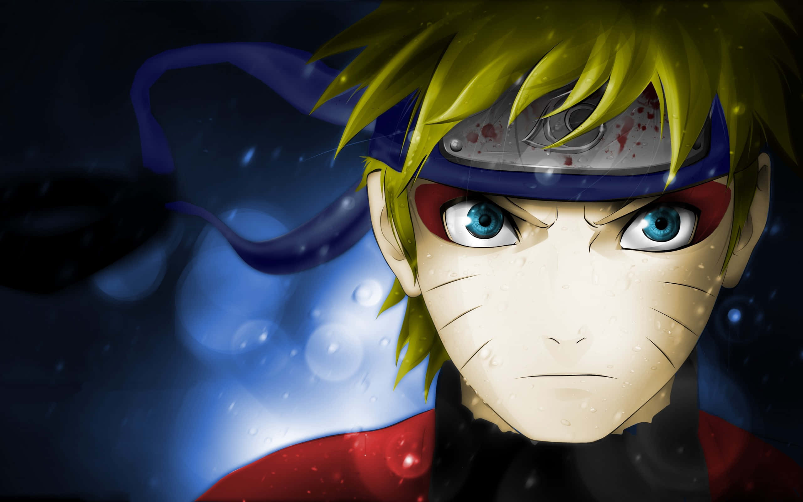 Naruto Shippuden, spiky blonde hair, blue eyes, 2K Desktop Wallpaper